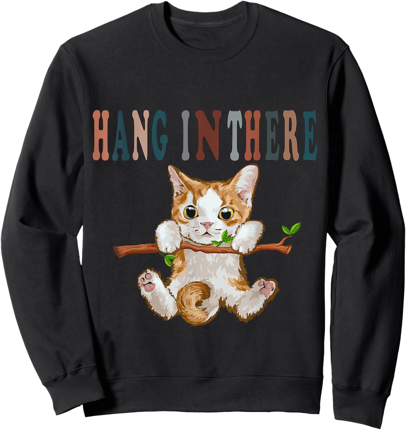 Hang In There Baby Cat Sweatshirt - Sweatshirt | Black
