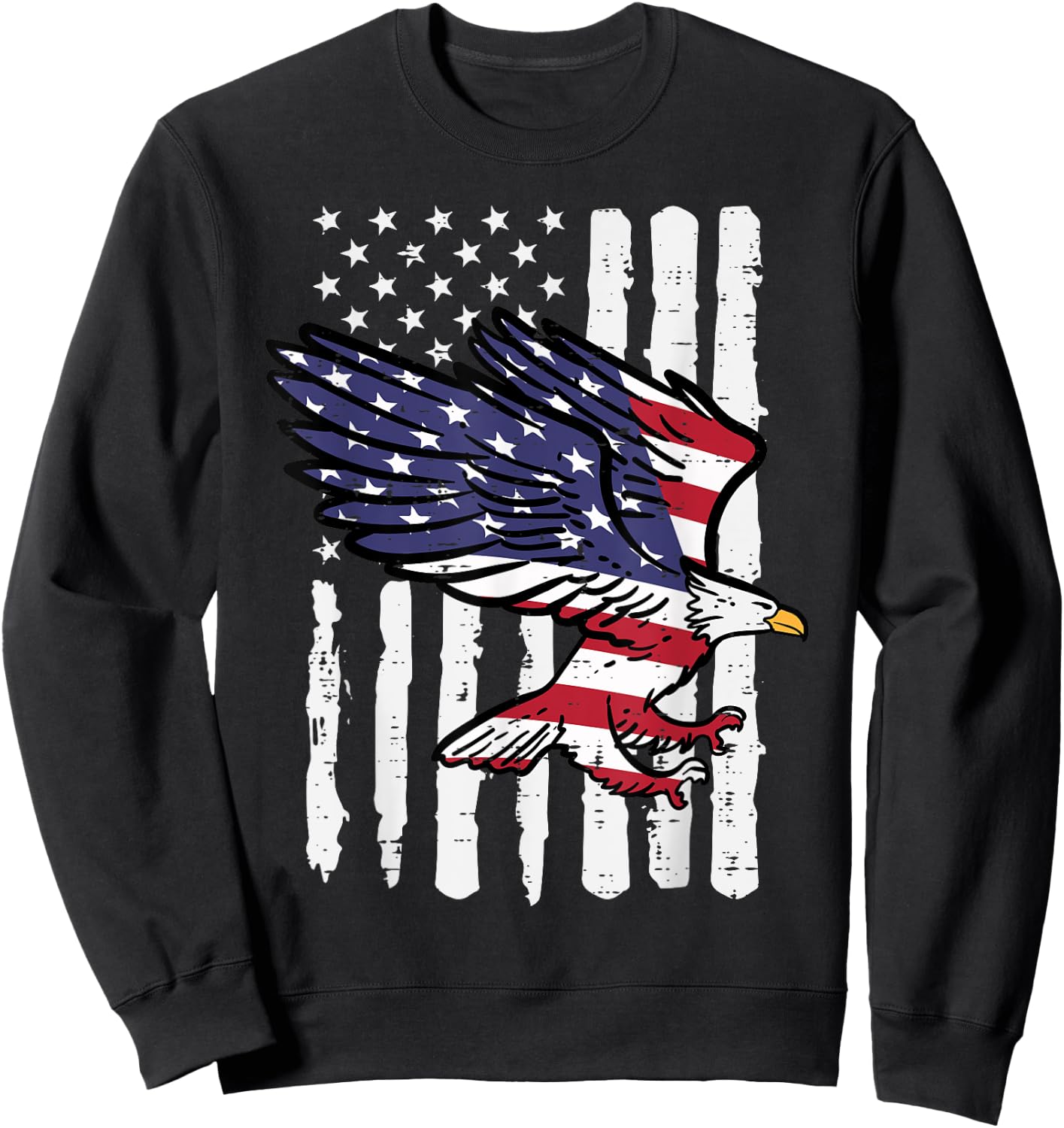 4th Of July American Bald Eagle Flag America Women Men Kids Sweatshirt - Sweatshirt | Black