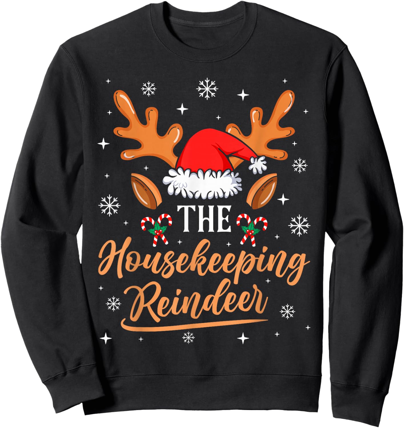 Housekeeping Reindeer Family Matching Christmas Outfit Sweatshirt - Sweatshirt | Black