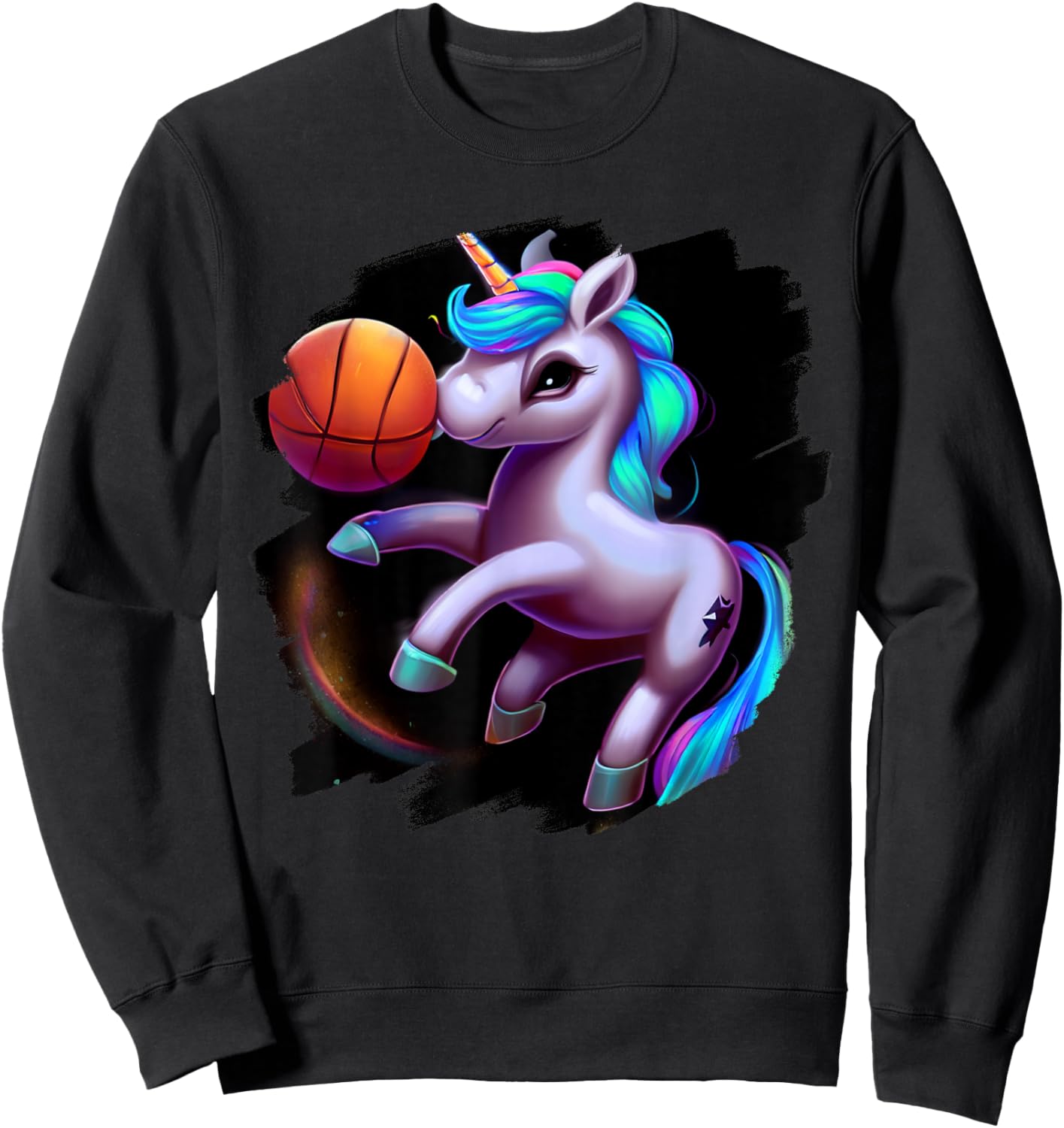 Unicorn Playing Basketball Cool Funny Unicorns Basketball Sweatshirt - Sweatshirt | Black