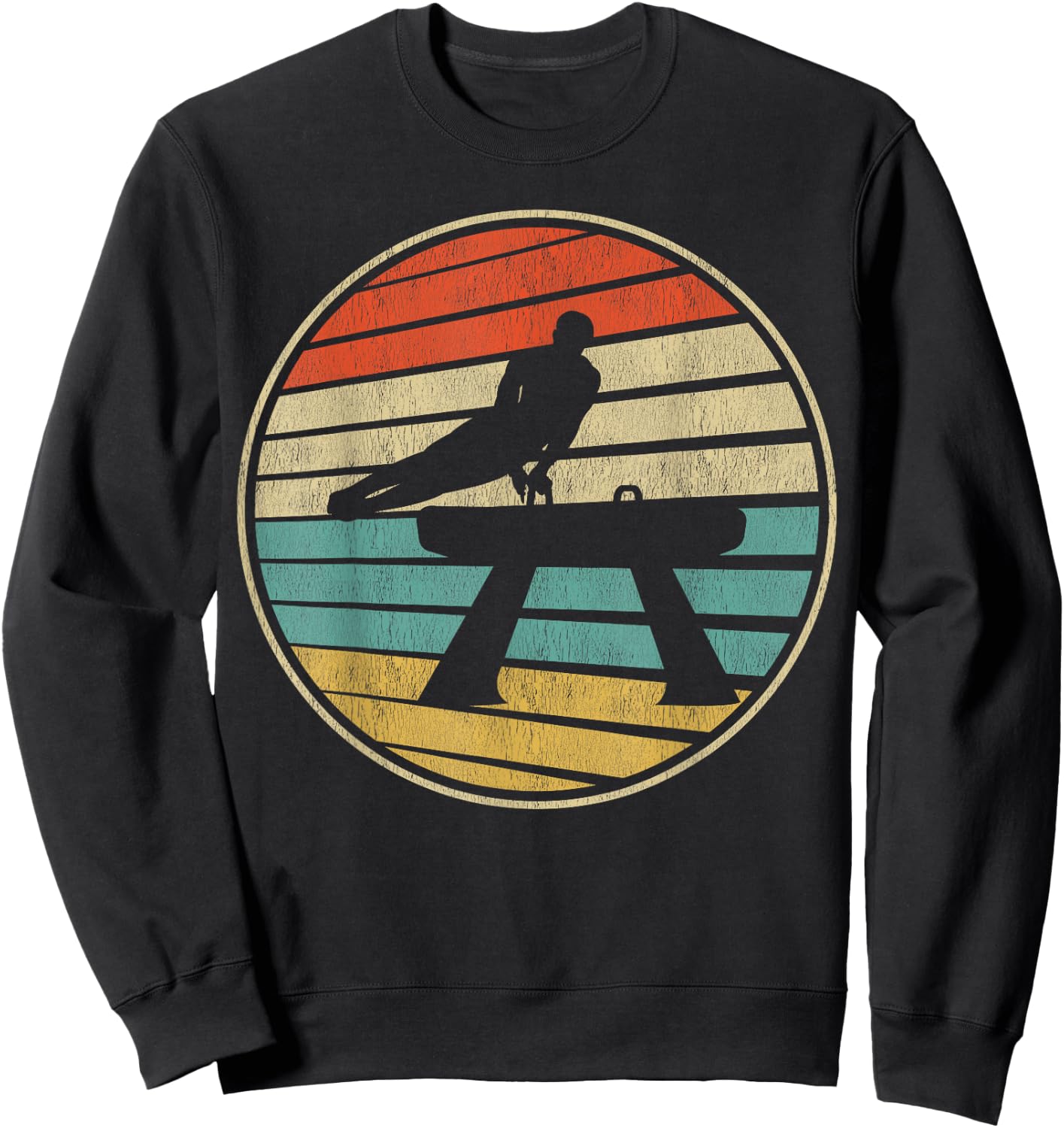Cute Pommel horse Gift Retro Vintage 70s 80s Gymnastics Fun Sweatshirt - Sweatshirt | Black