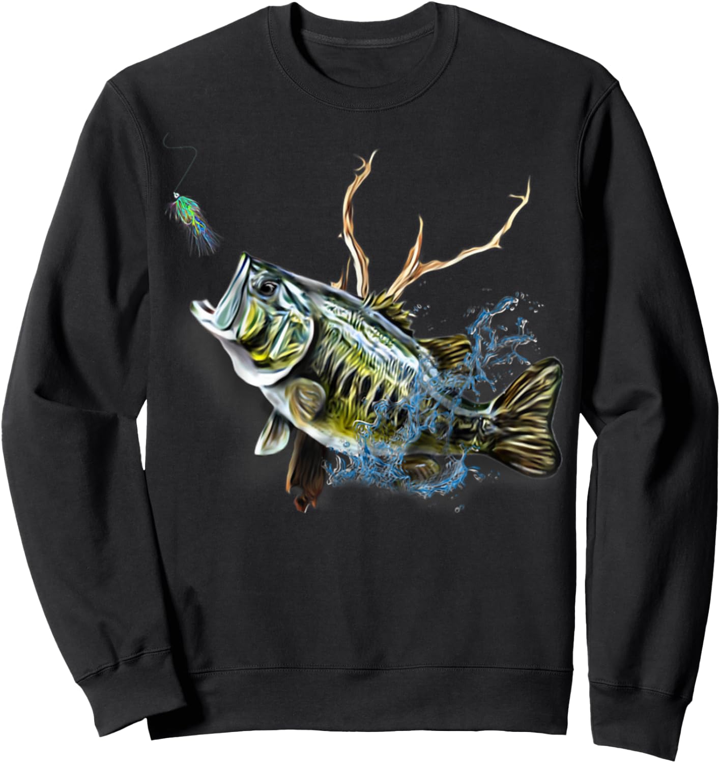 Largemouth Bass Fishing - Men, Women & Kids Largemouth Bass Sweatshirt - Sweatshirt | Black