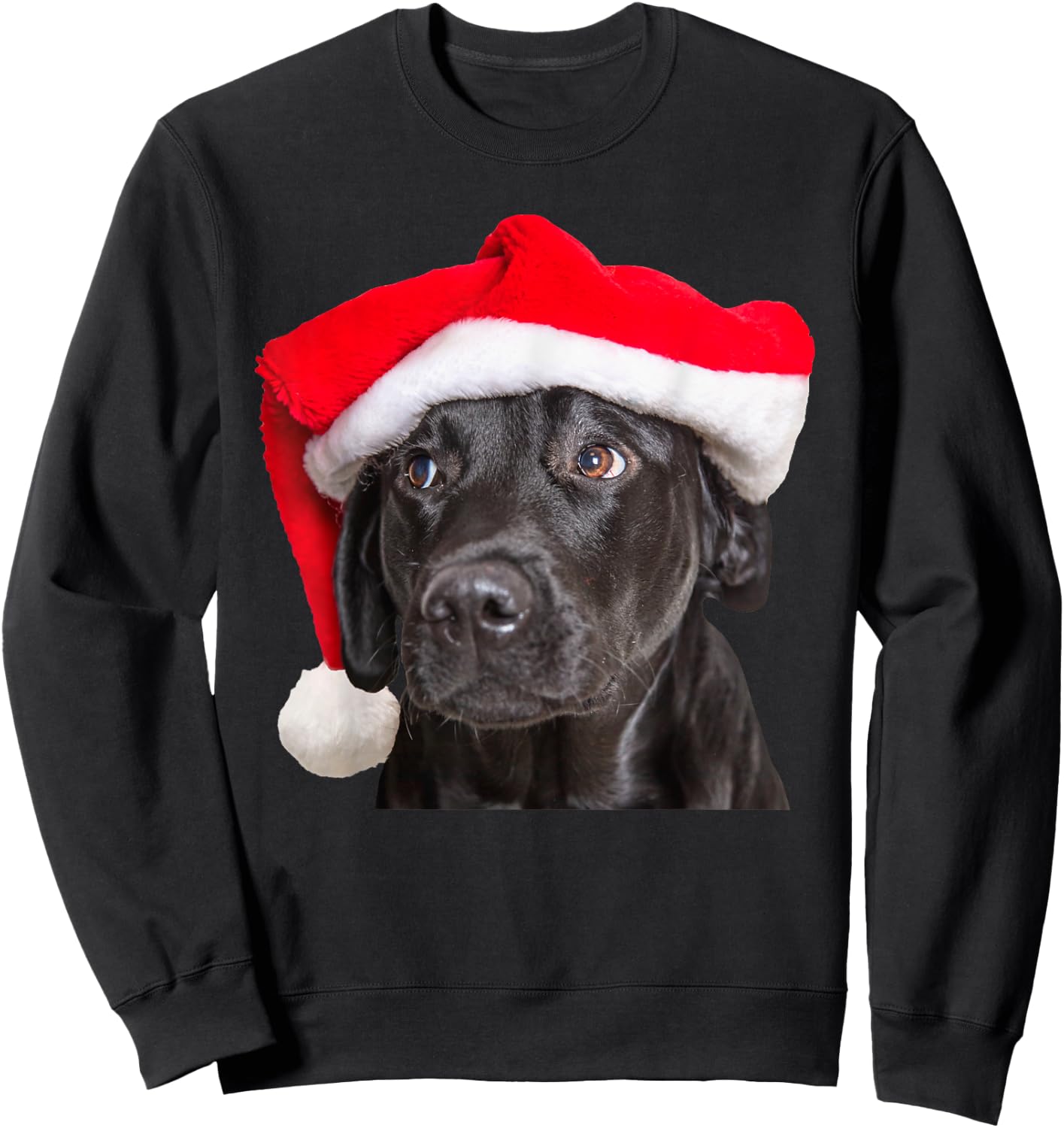 Cute Black Lab Santa Hat Christmas Dog Labrador Retriever Women Kids Sweatshirt - Sweatshirt | Black