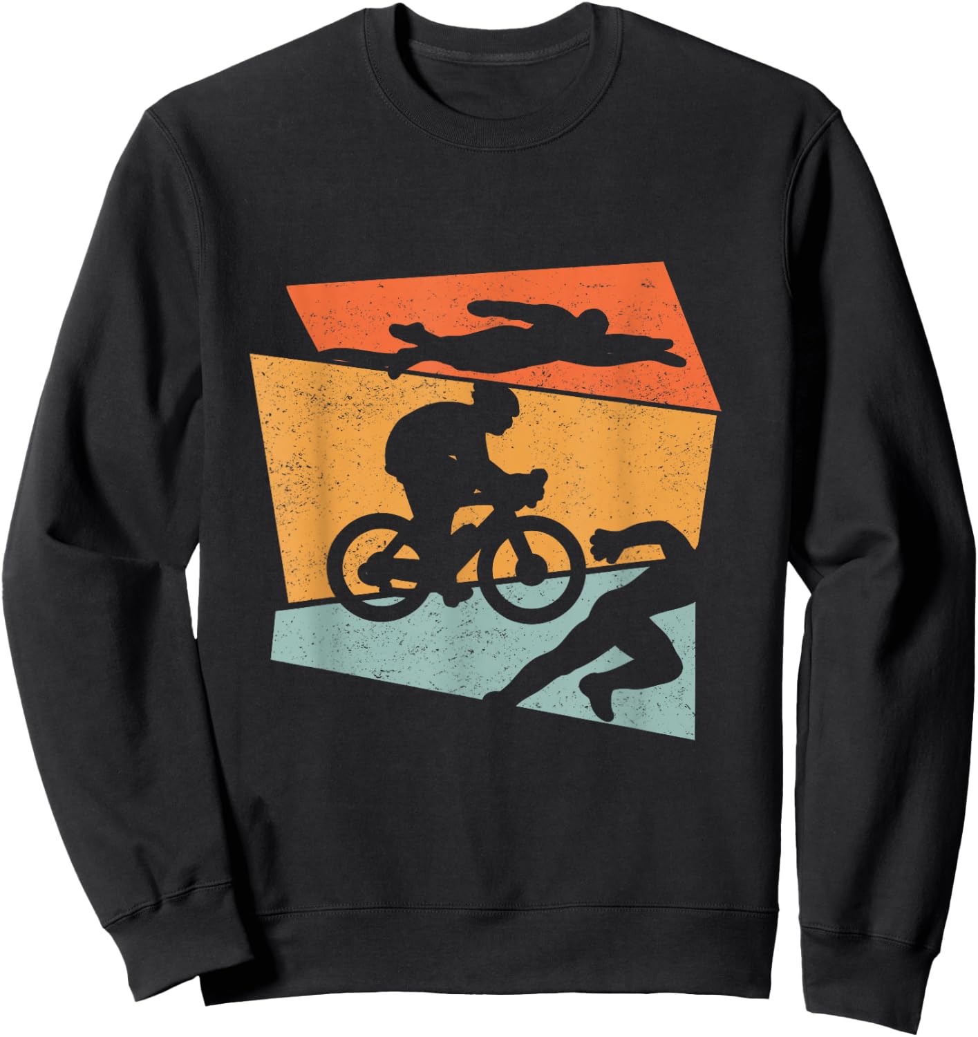 Triathlon Vintage Retro Swimming Cycling Running Athlete SC Sweatshirt - Sweatshirt | Black