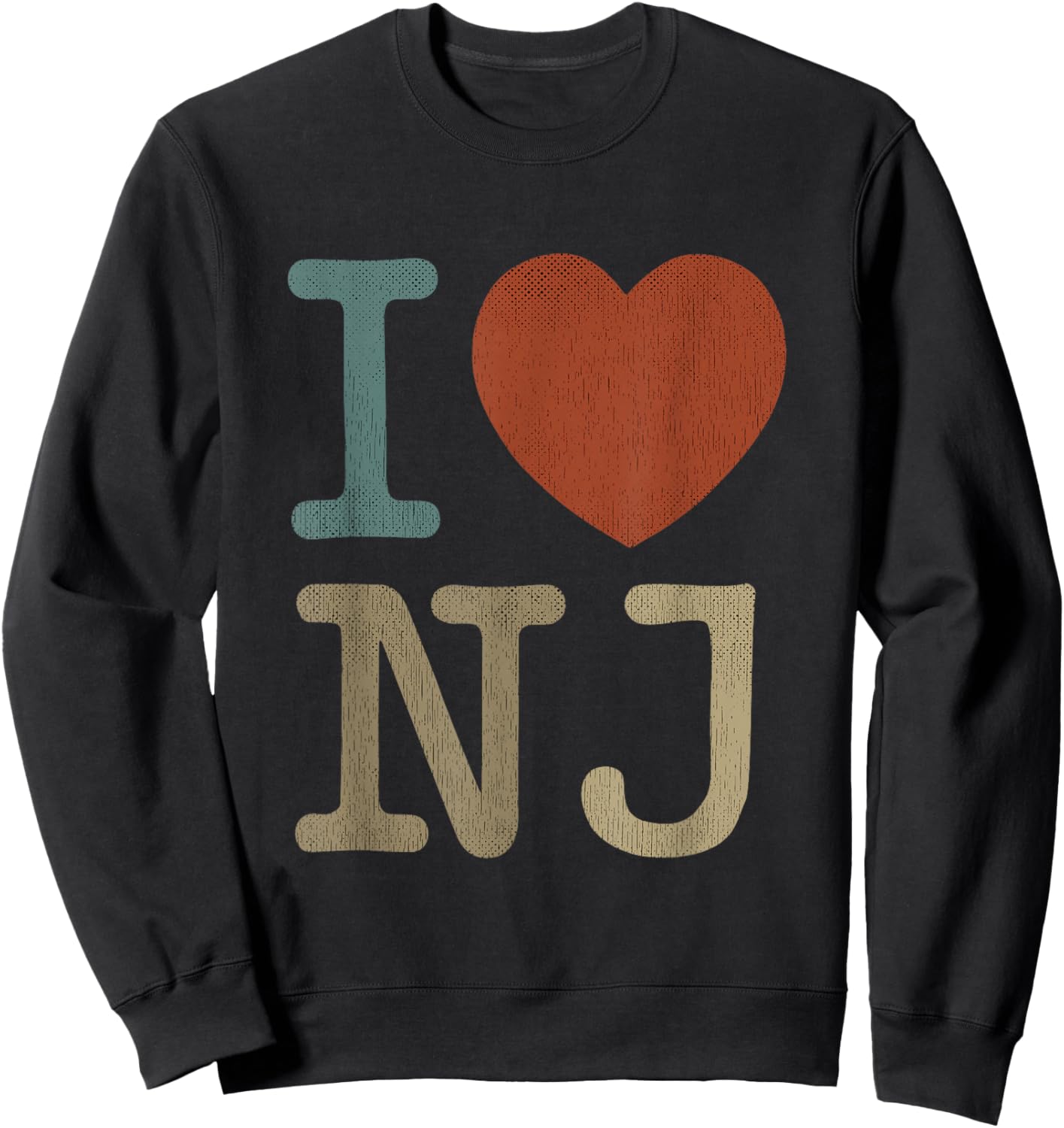 Retro I Love NJ Souvenir I Heart New Jersey Sweatshirt - Sweatshirt | Black