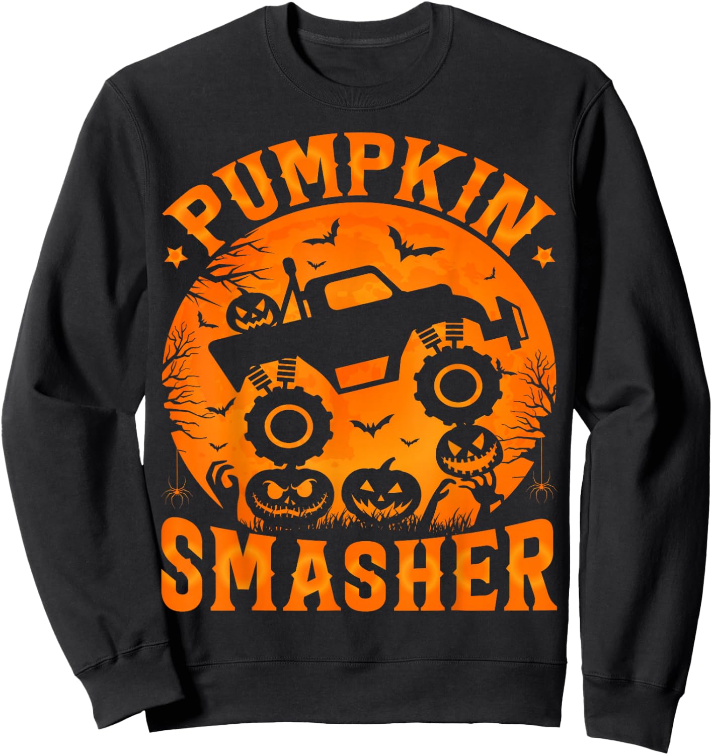 Pumpkin Smasher Halloween Monster truck Boys Halloween Kids Sweatshirt - Sweatshirt | Black