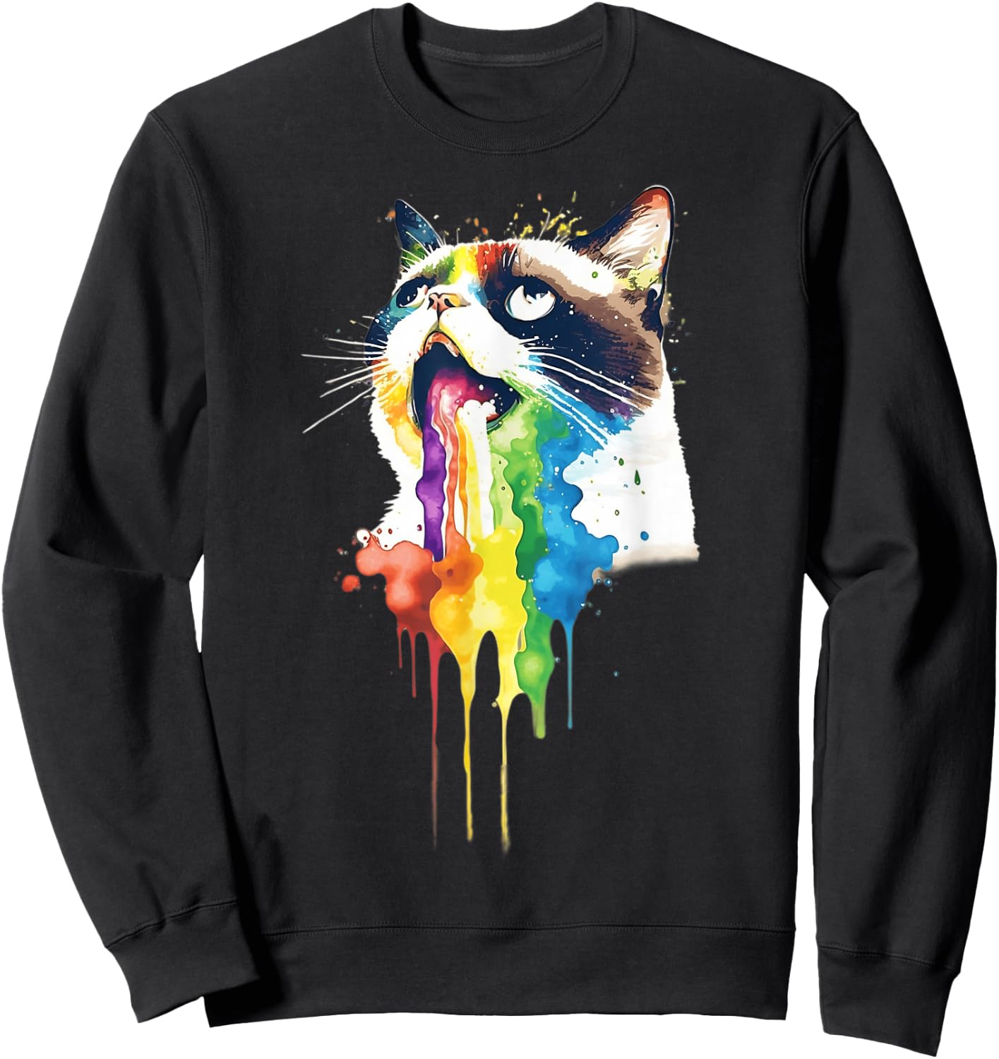 Wacky Barf Cat Rainbow Men Women Kids Sweatshirt - Sweatshirt | Black