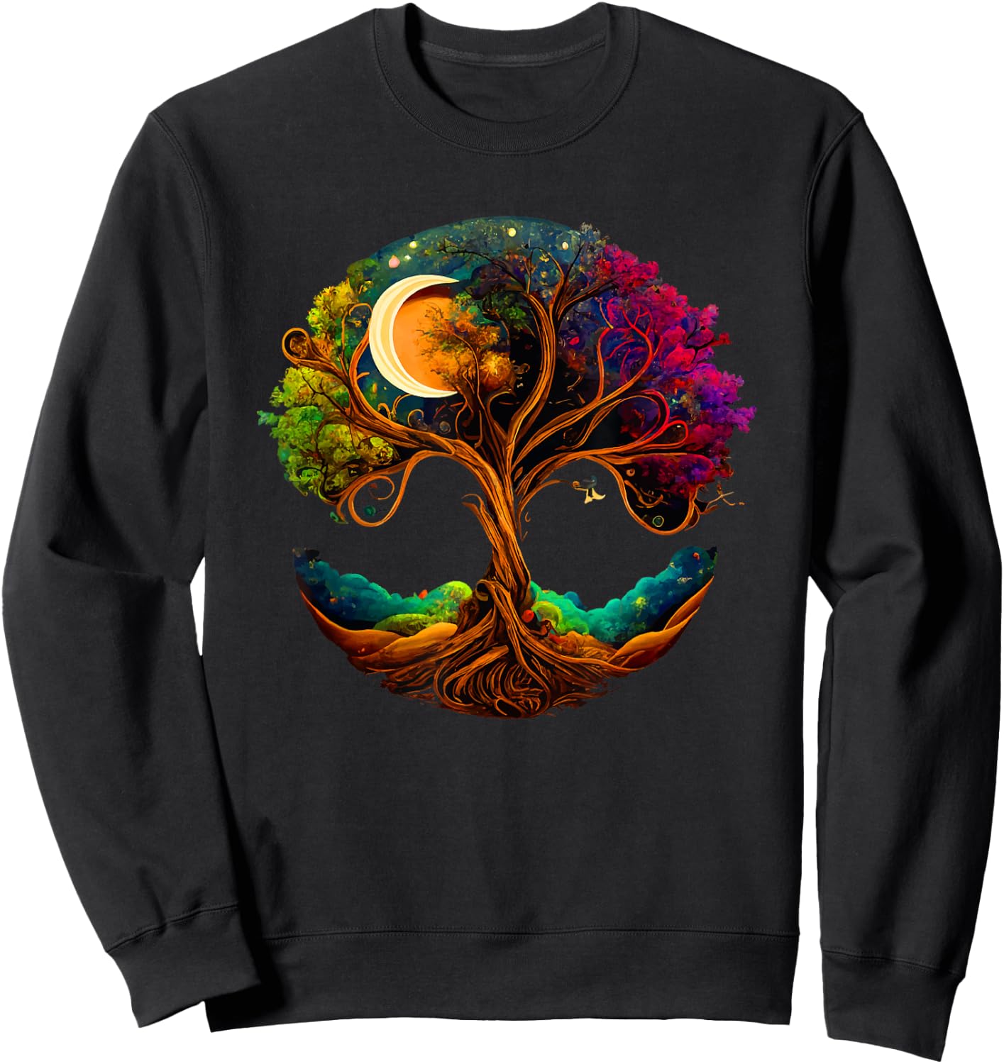 Moon Phases Tree of Life Sweatshirt - Sweatshirt | Black