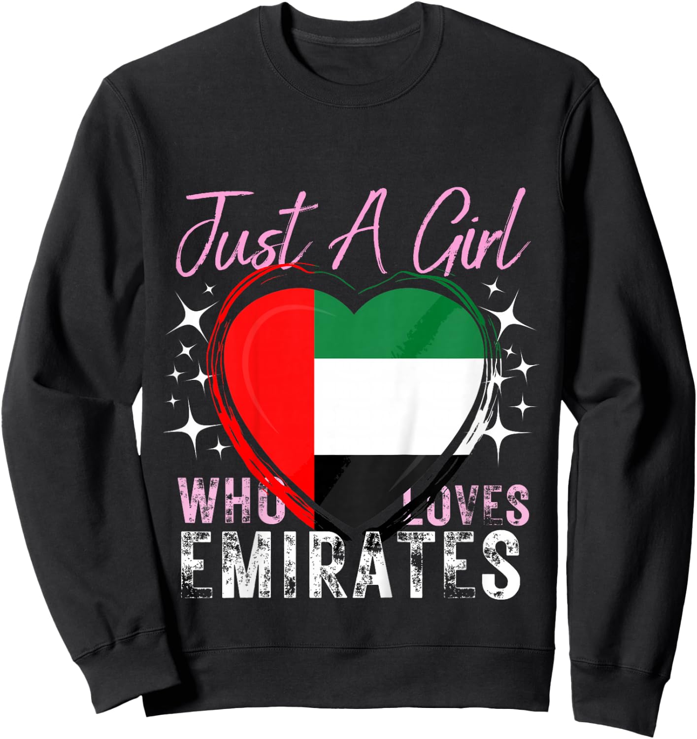 Just A Girl Who Loves UAE Emirates Heart Flag for Girls Sweatshirt - Sweatshirt | Black