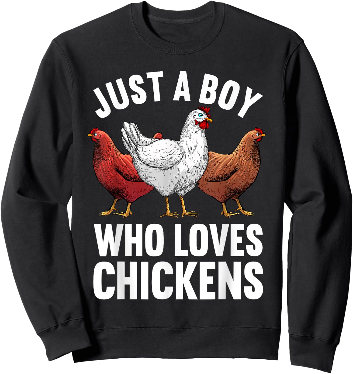 Funny Chicken Art Boys Farm Animal Chicken Farmer Sweatshirt - Sweatshirt | Black