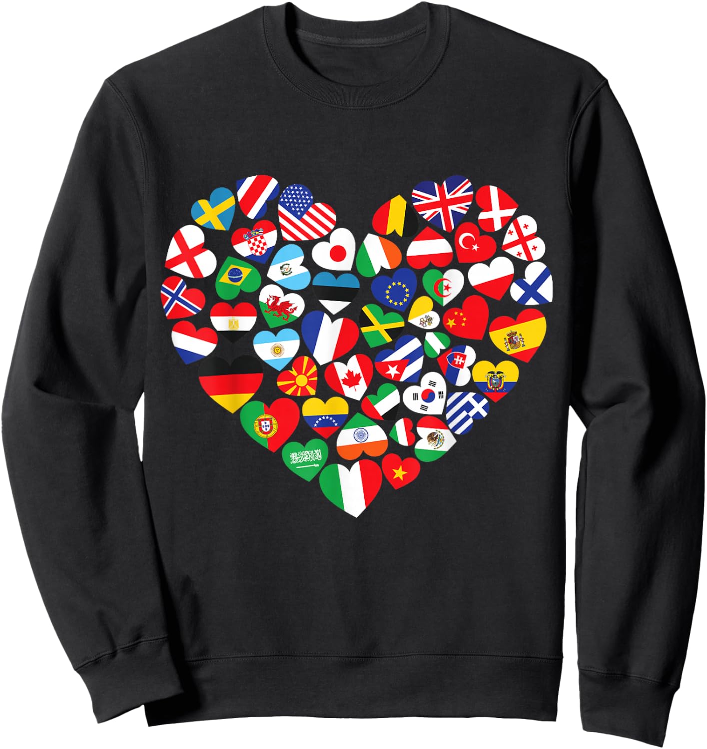 Flags of Countries of the World international flag heart Sweatshirt - Sweatshirt | Black