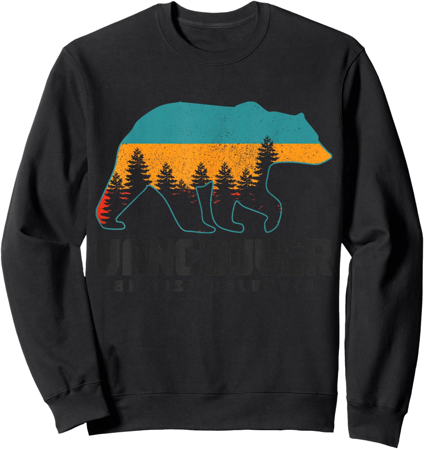 Vancouver BC British Columbia Bear Grizzly Outdoor Vintage Sweatshirt - Sweatshirt | Black