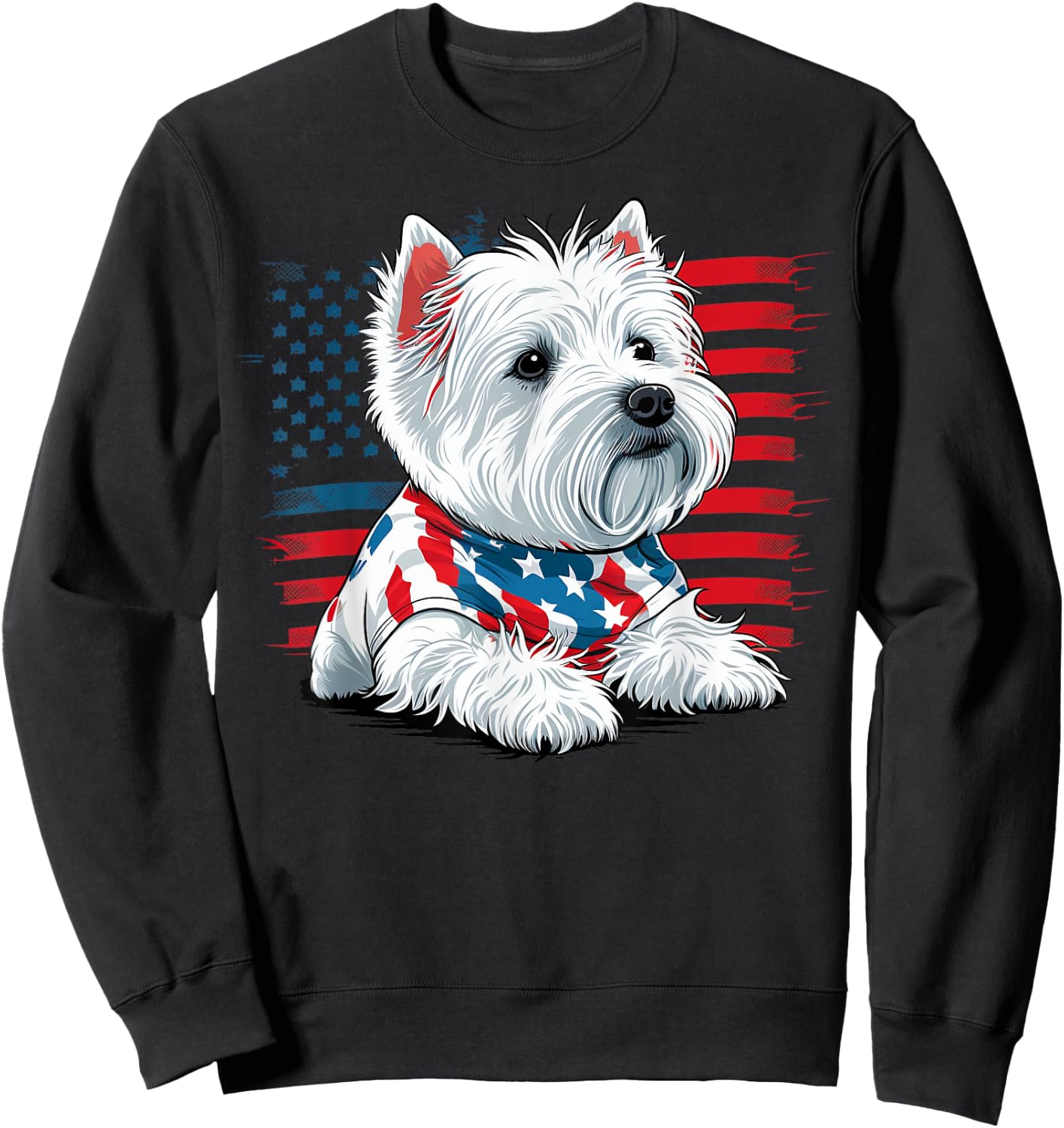 USA 4th Of July West Highland White Terrier American Westie Women Kids Men Sweatshirt - Sweatshirt | Black