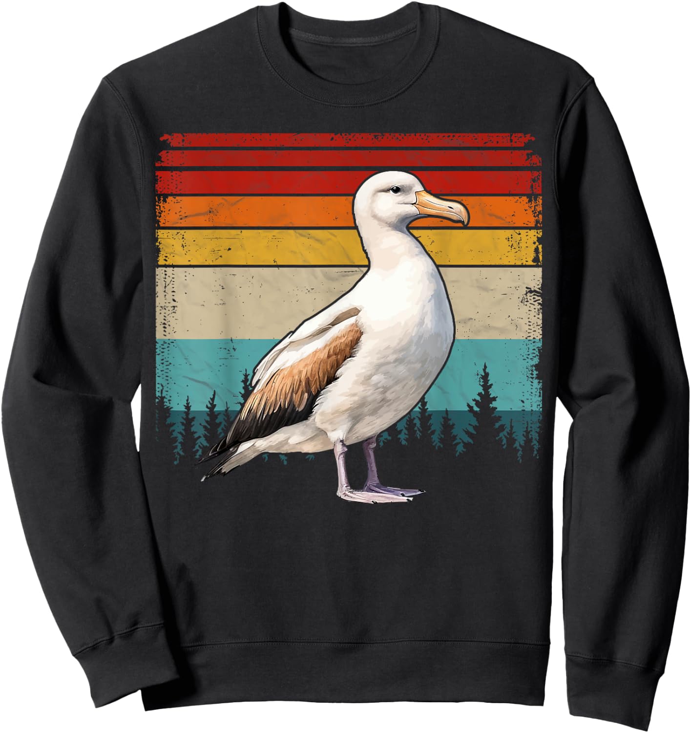 Albatross Vintage Distressed Retro Style Cool Albatross Bird Sweatshirt - Sweatshirt | Black