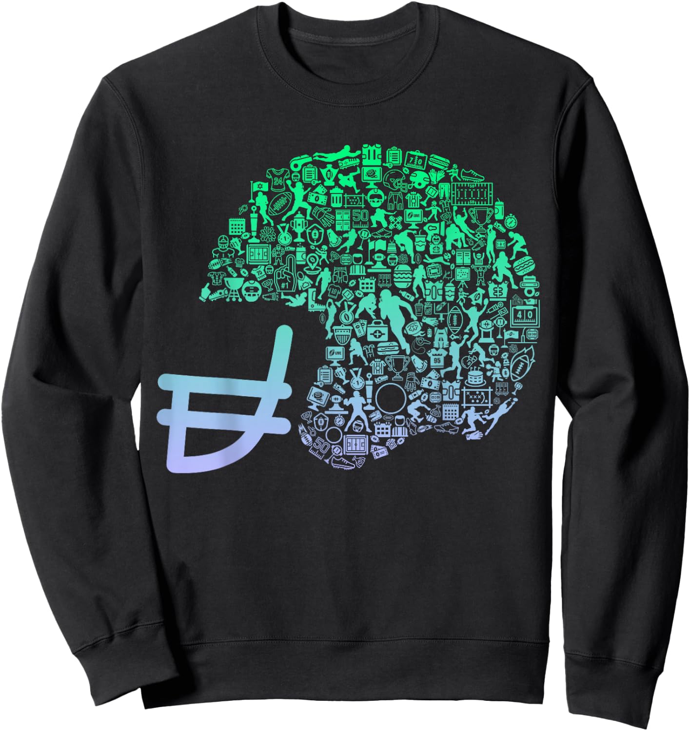 Football Helmet Design for Football Player | Boys Football Sweatshirt - Sweatshirt | Black