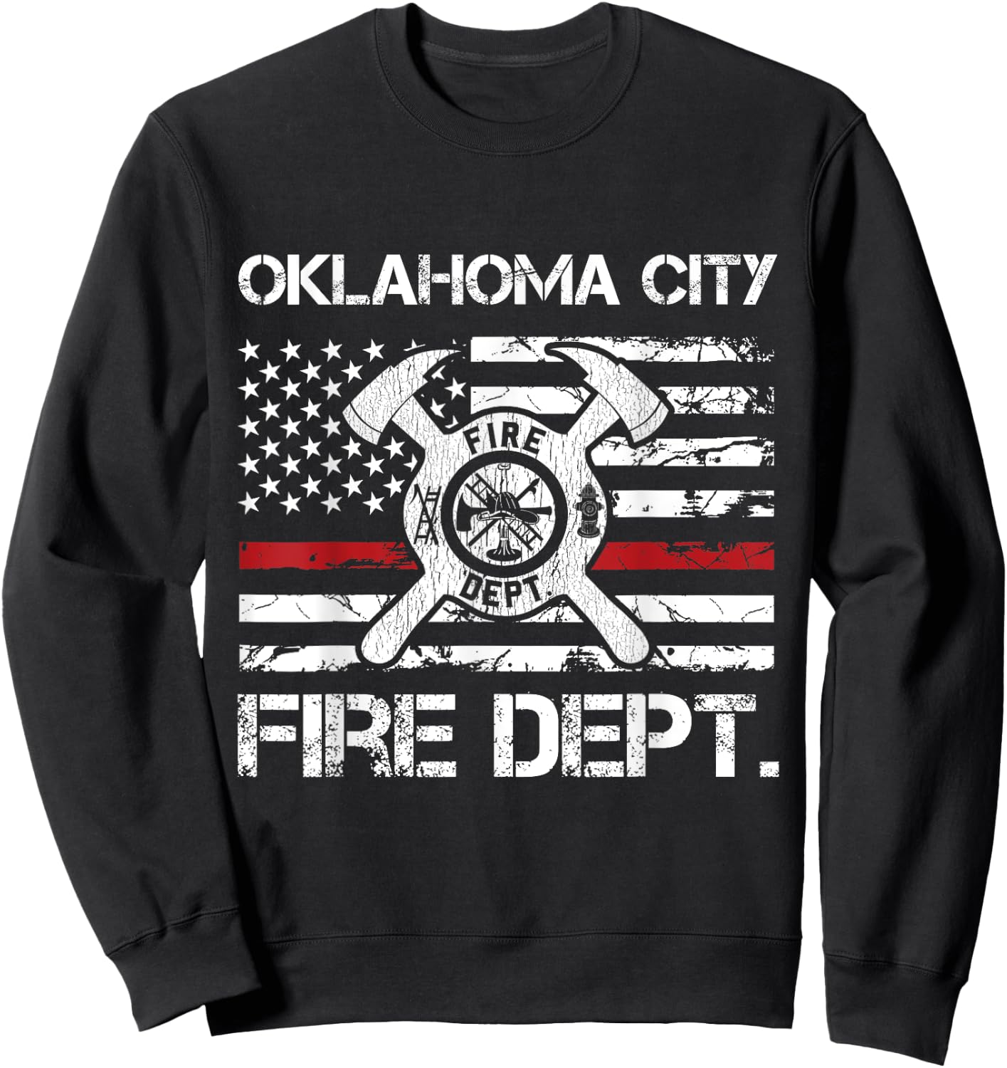 Oklahoma City Oklahoma Fire Department Thin Red Line Fireman Sweatshirt - Sweatshirt | Black