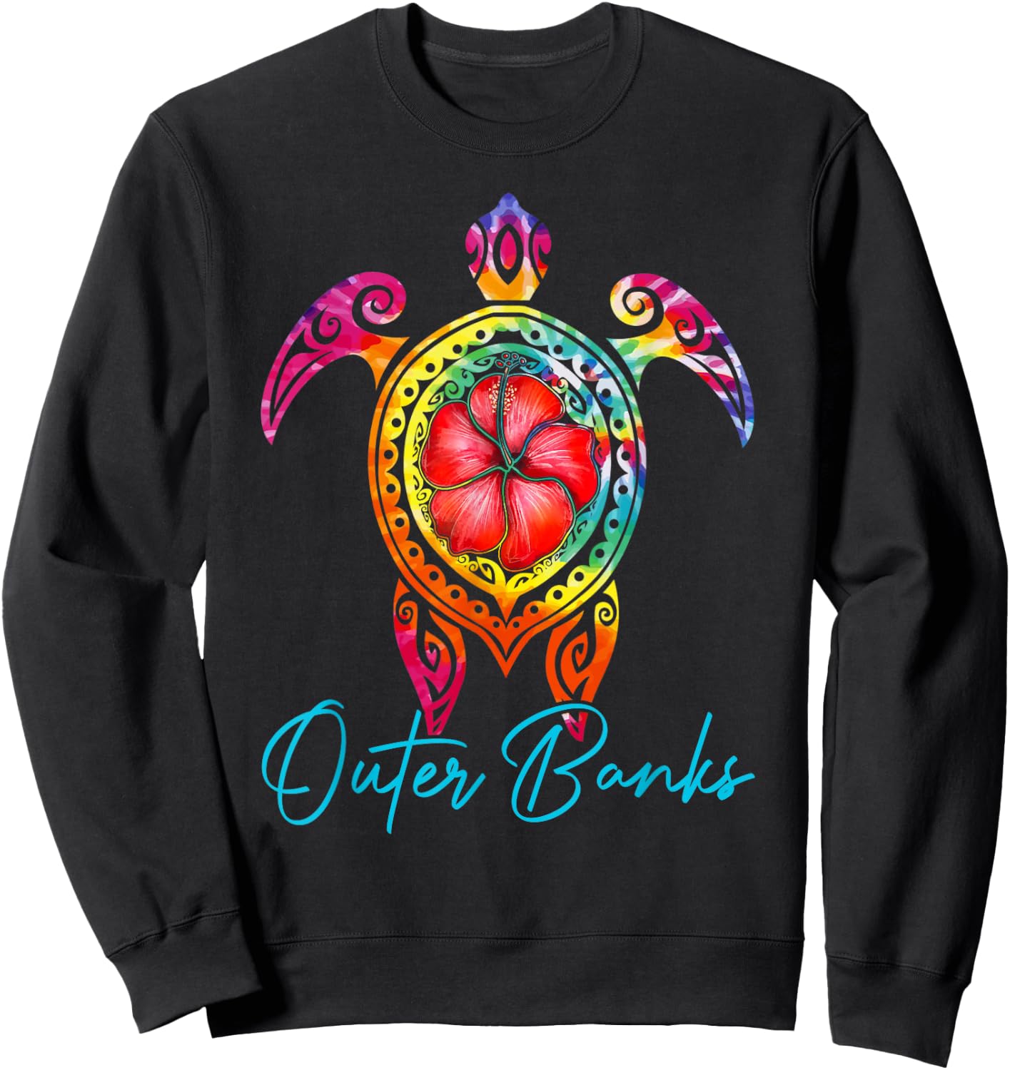 Outer Banks North Carolina Tie Dye Sea Turtle Vacation 2026 Sweatshirt - Sweatshirt | Black