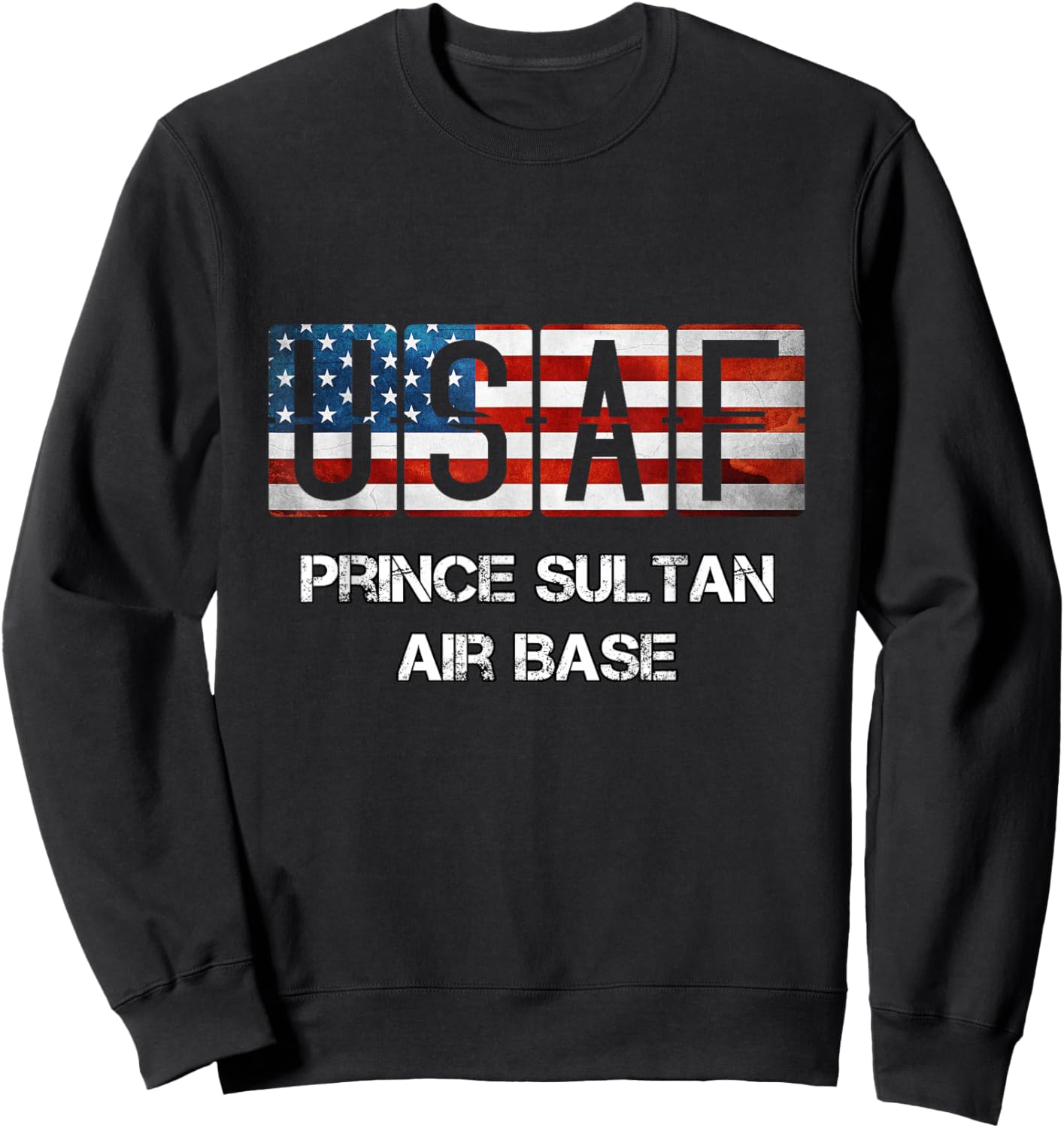Prince Sultan Air Base US Flag Sweatshirt - Sweatshirt | Black