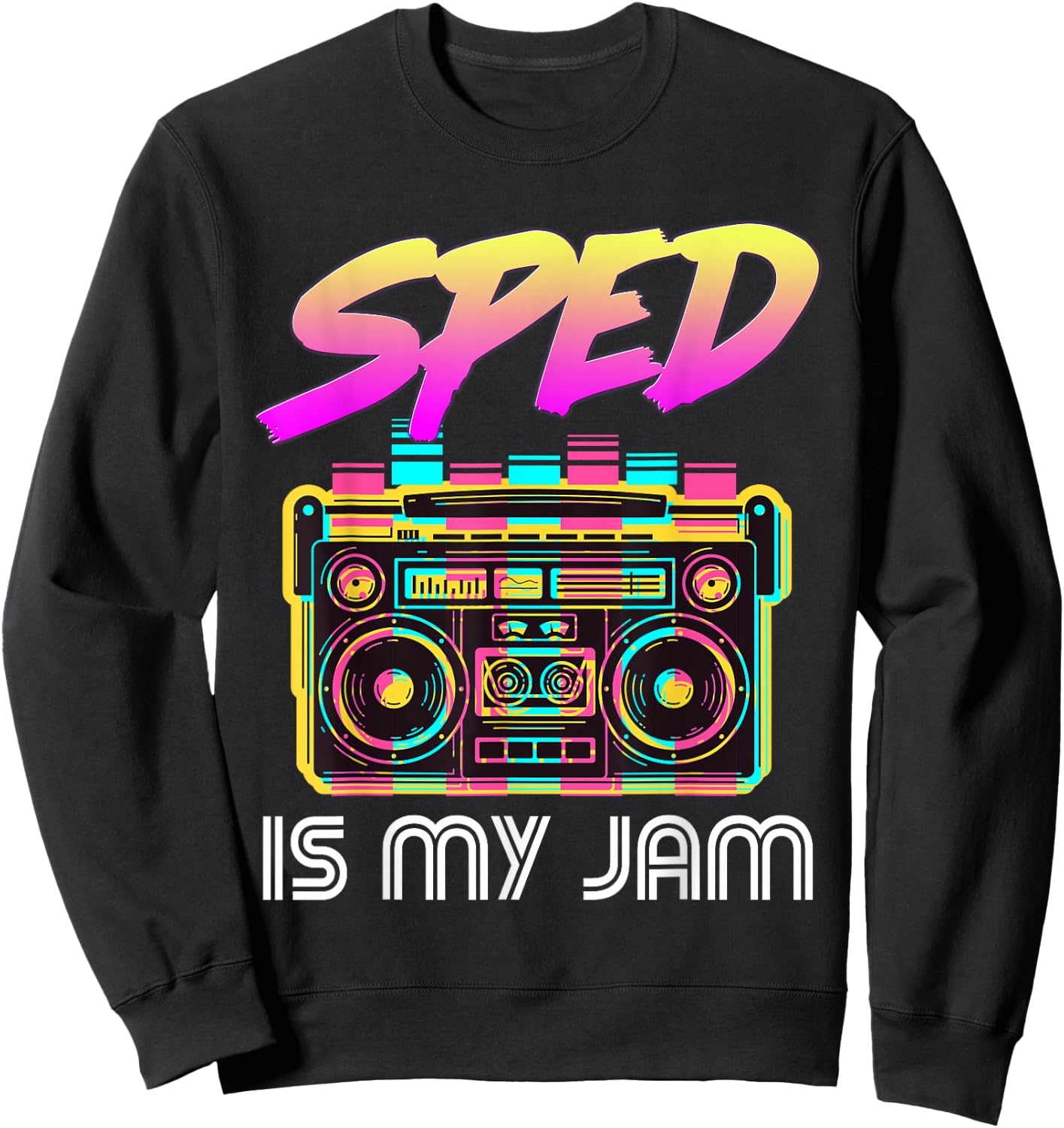 Back to School Retro SPED is My Jam 80s Teacher Boombox Sweatshirt - Sweatshirt | Black