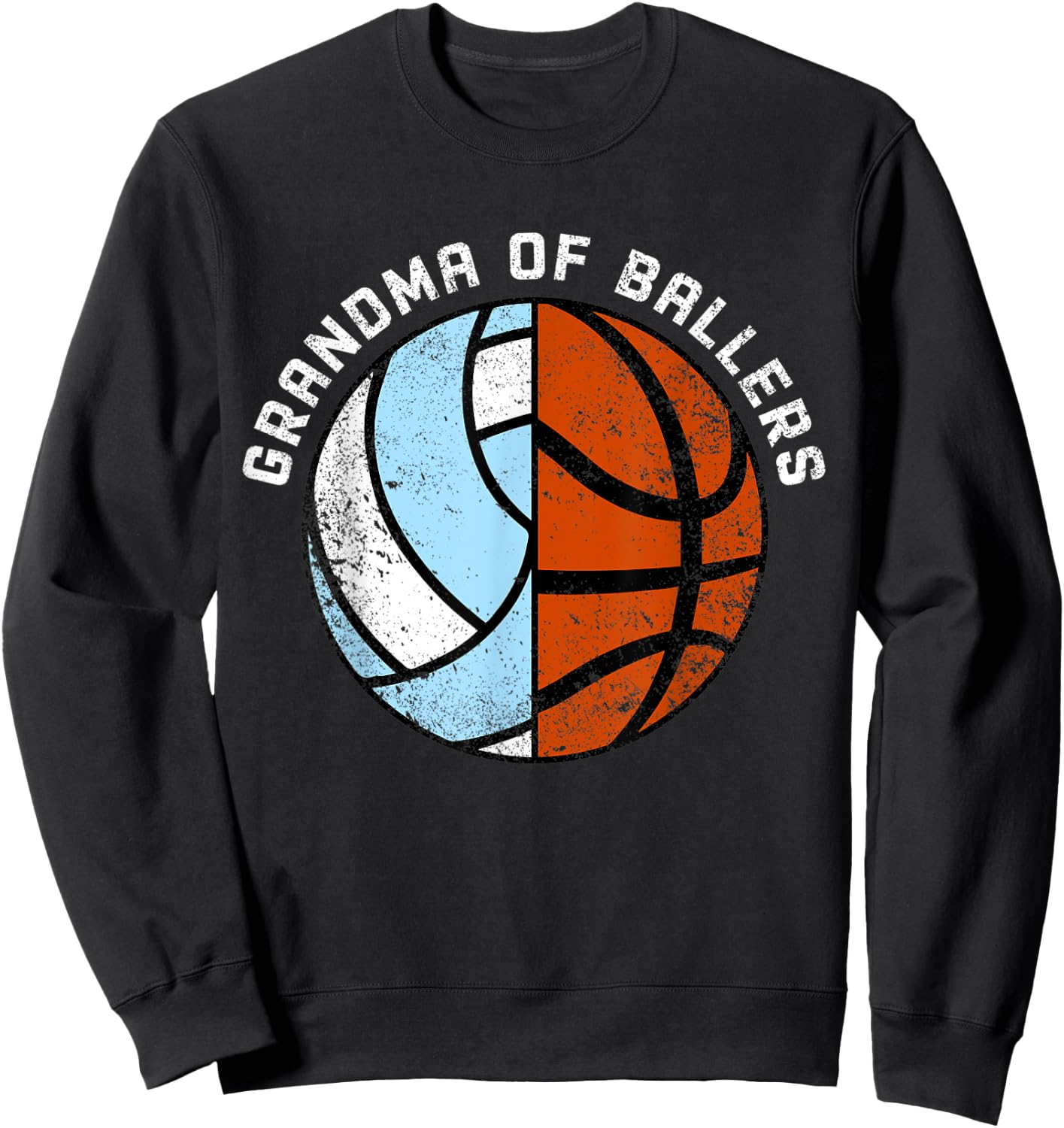 Grandma Of Ballers Funny Volleyball Basketball Grandma Sweatshirt - Sweatshirt | Black