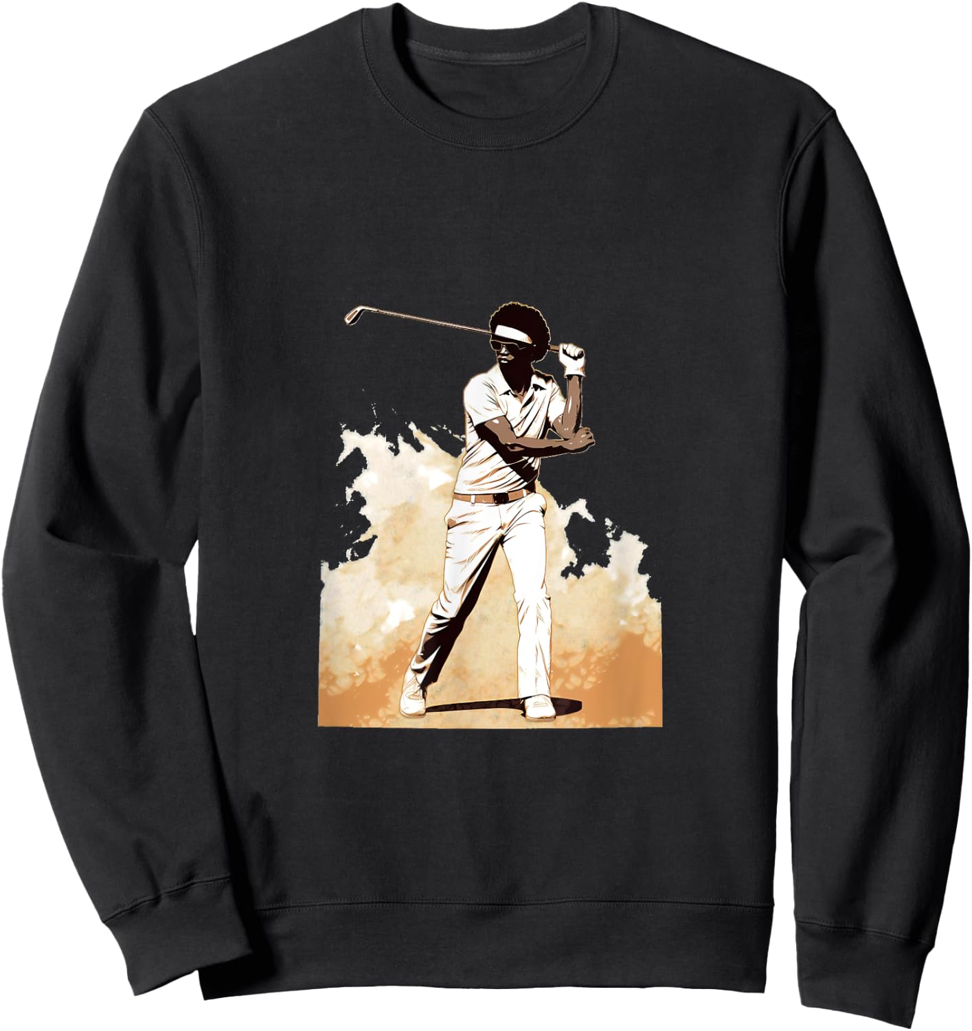 Golfer Afro Man Golf Player African American Golfing Men Sweatshirt - Sweatshirt | Black