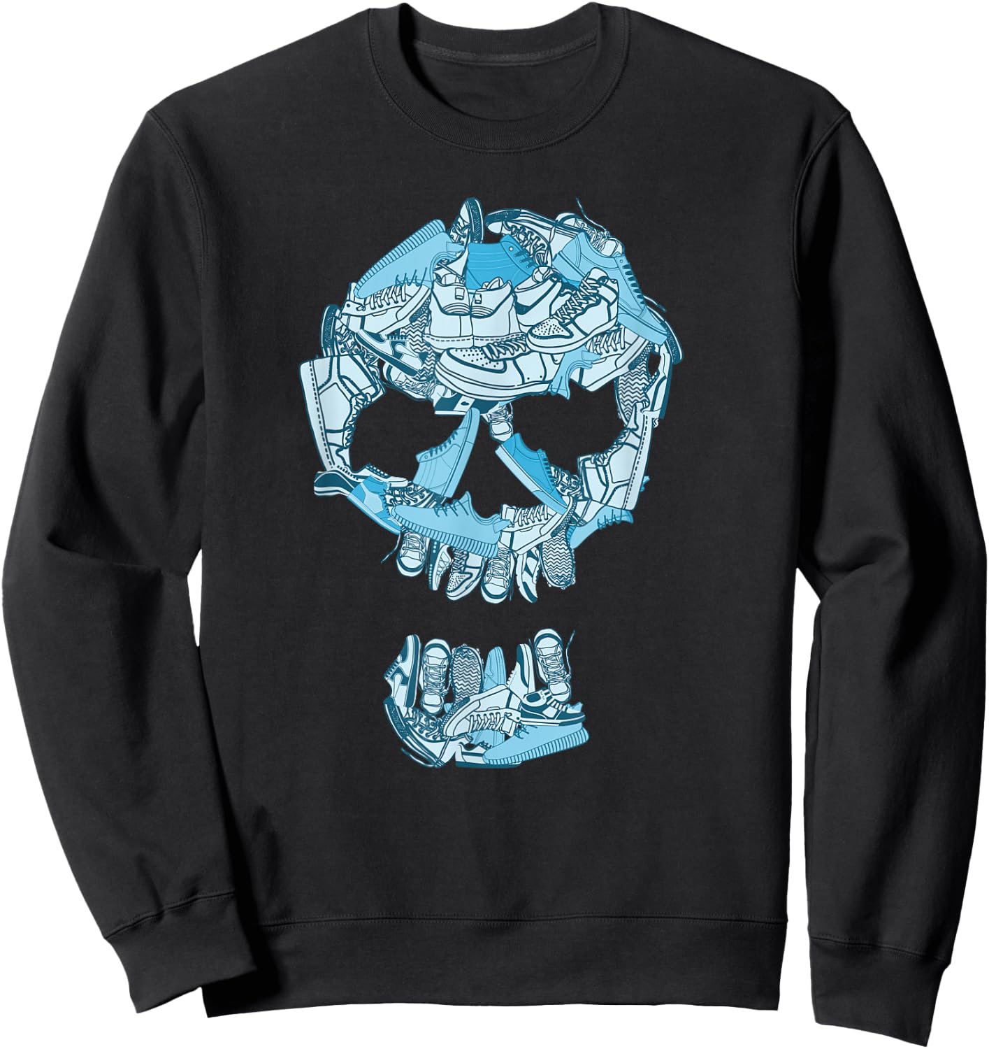 Blue Big Ol' Sneaker Head Blue Color Graphic Sweatshirt - Sweatshirt | Black