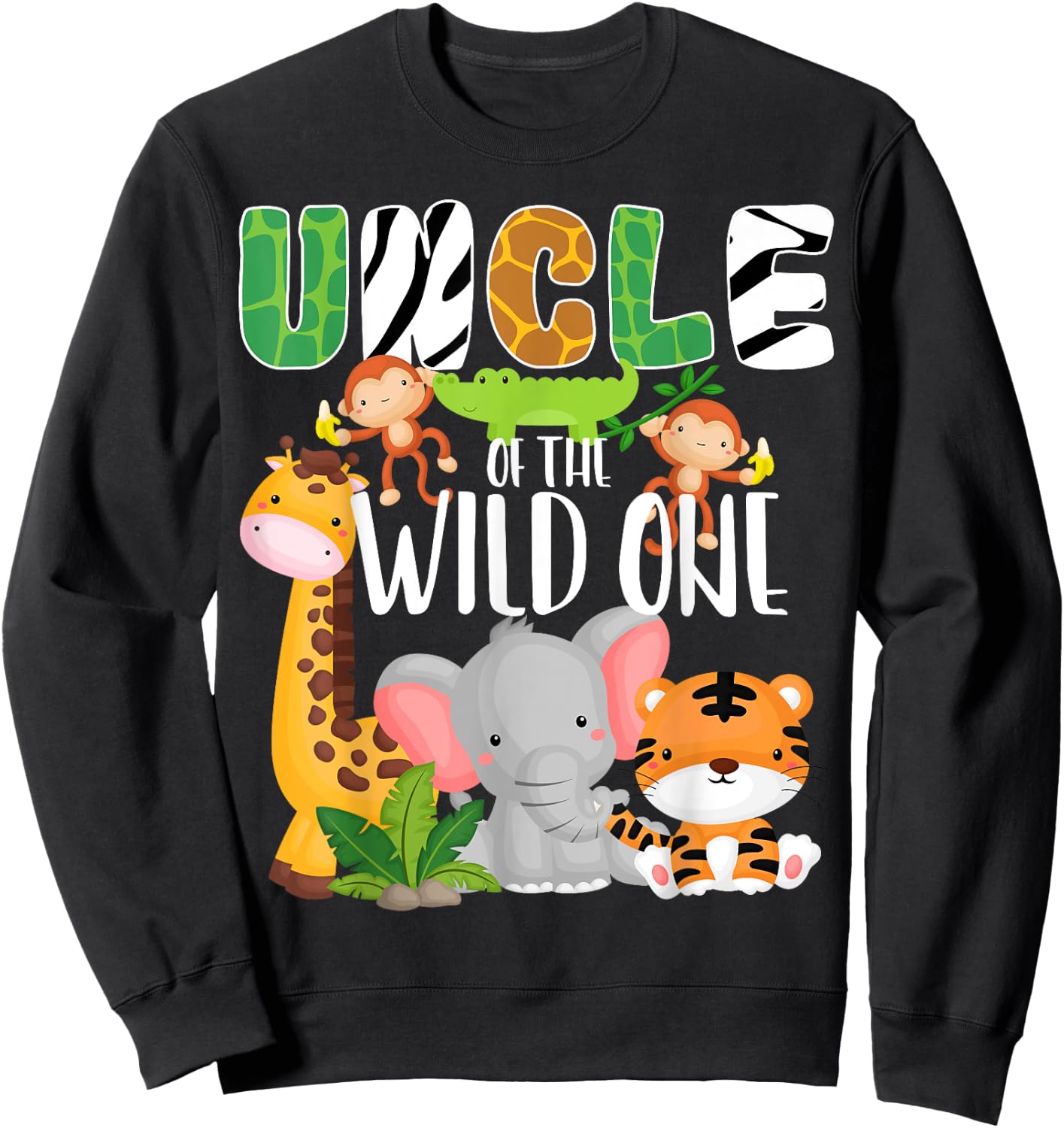 Uncle of the Wild One Zoo Theme Birthday Safari Animals Sweatshirt - Sweatshirt | Black