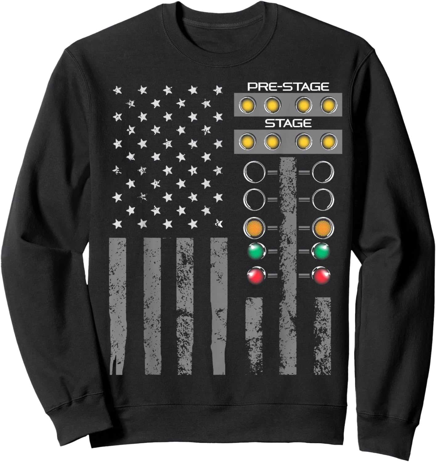 American Flag Drag Strip Auto Tree Light for Racecar Driver Sweatshirt - Sweatshirt | Black