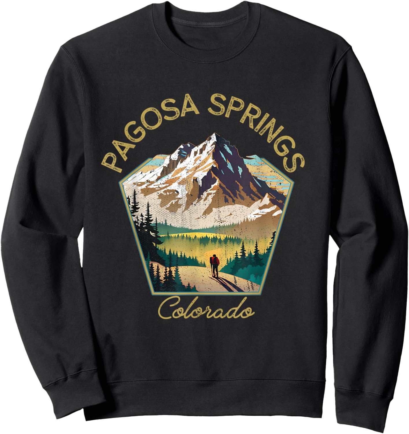 Pagosa Springs Retro Clothing - Pagosa Springs Souvenir Sweatshirt - Sweatshirt | Black