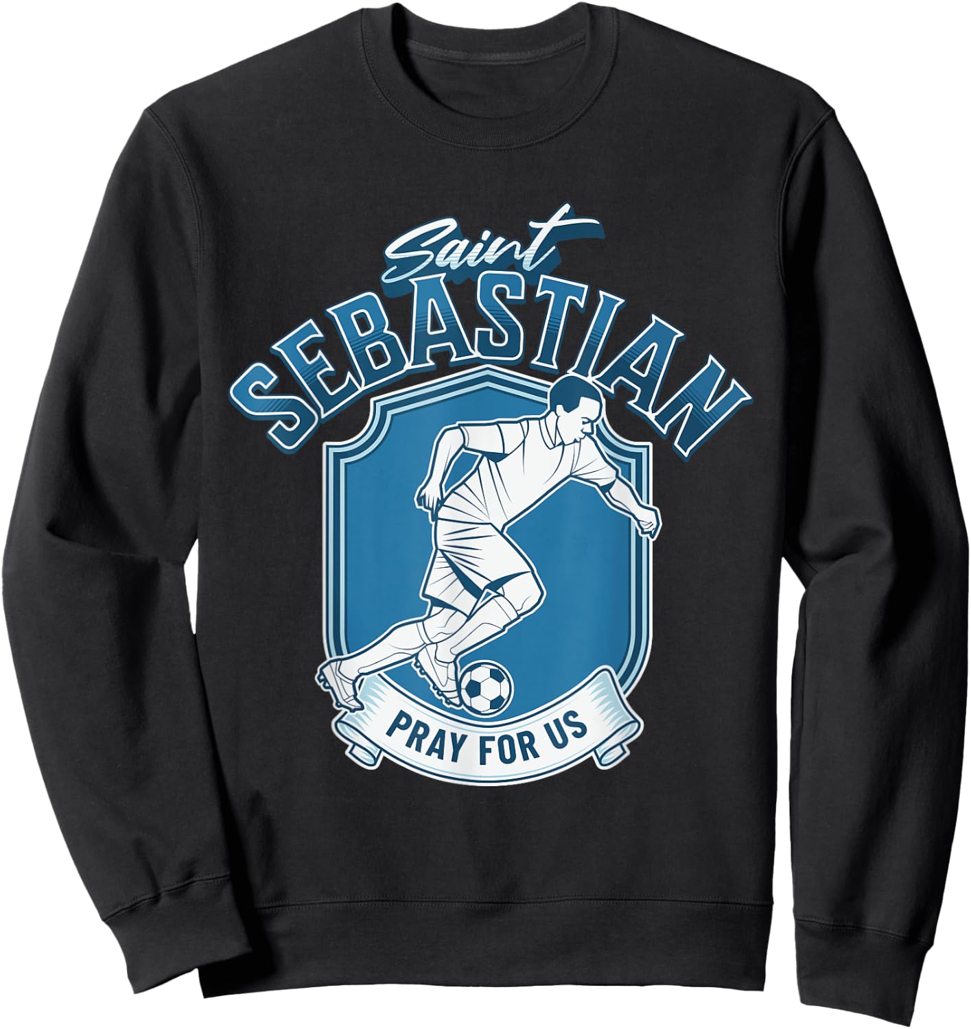 St Sebastian Patron Saint of Athletes Soccer Ball Football Sweatshirt - Sweatshirt | Black