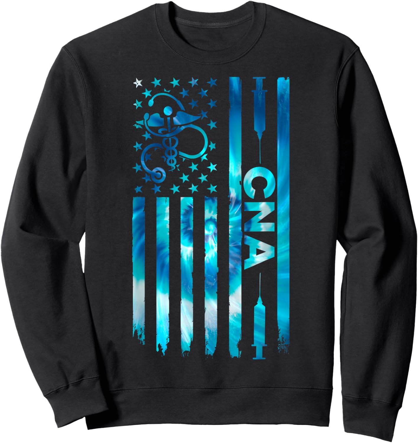 CNA - American Flag July 4th Certified Nurse Assistant CNA Sweatshirt - Sweatshirt | Black