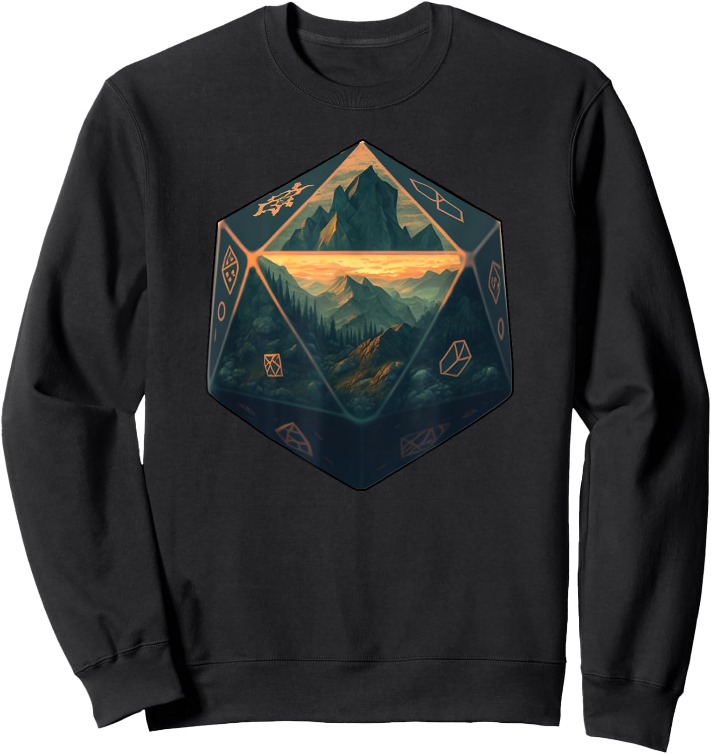 D20 Dice Art Fantasy Gaming Cool Realistic D20 dice Sweatshirt - Sweatshirt | Black
