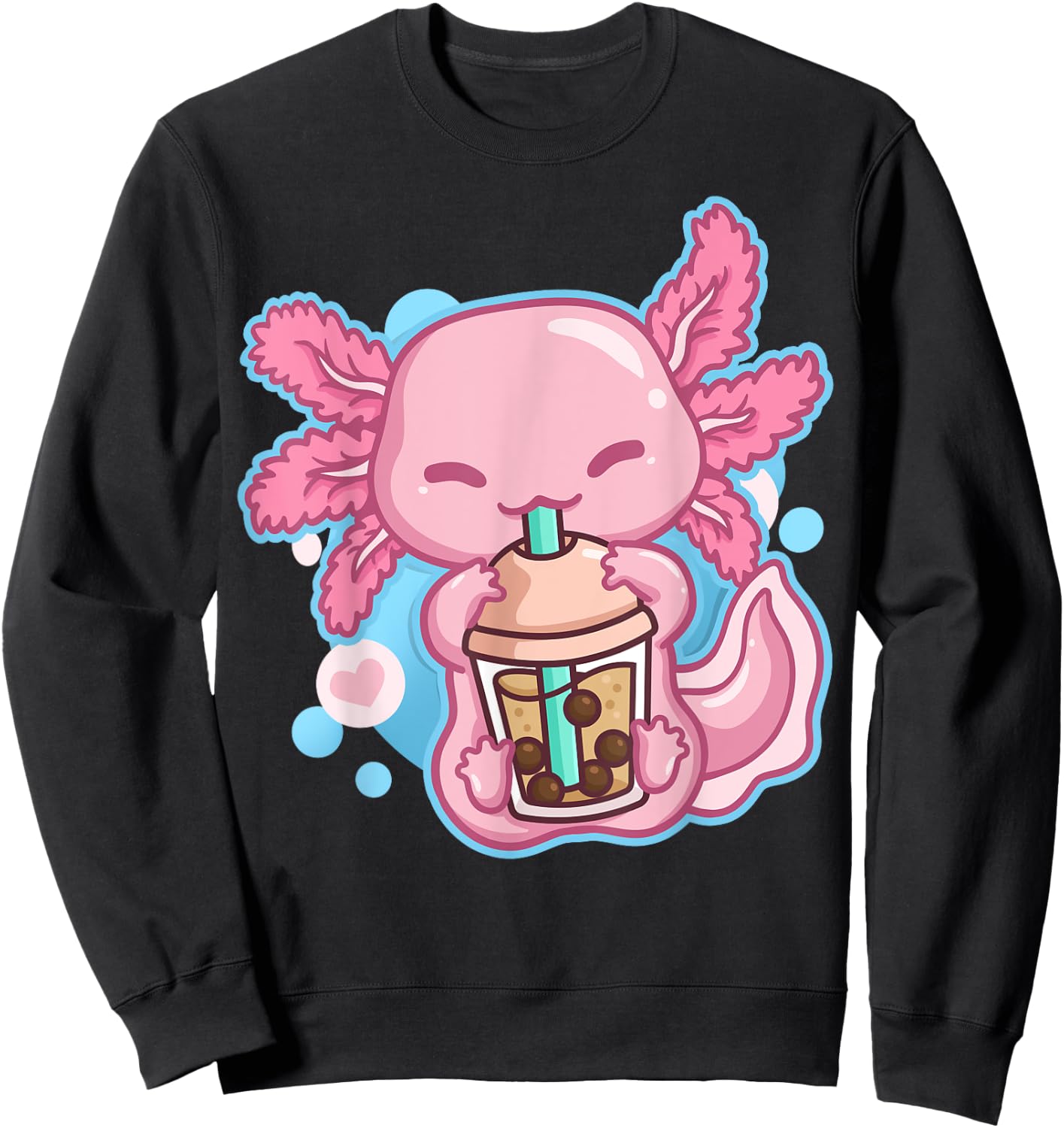 Boba Tea Bubble Tea Milk Tea Anime Axolotl Small Sweatshirt - Sweatshirt | Black