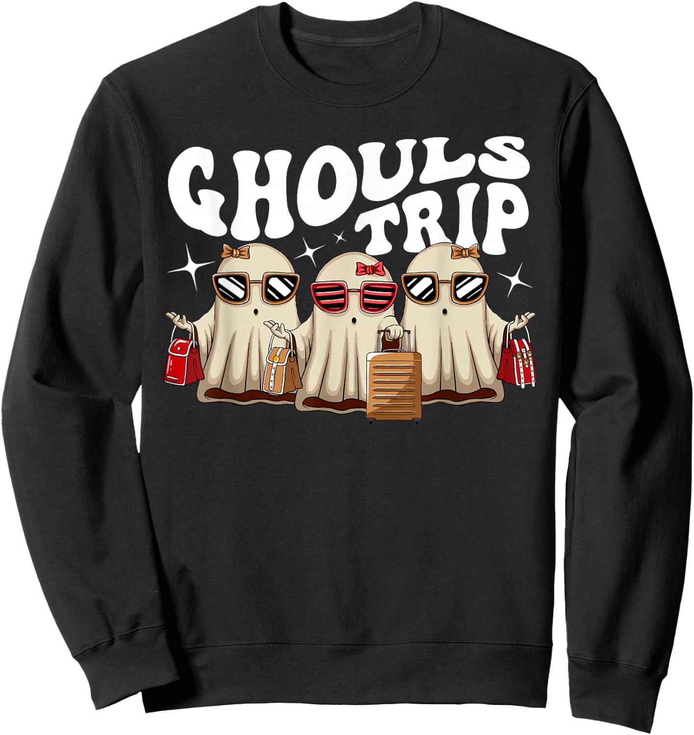 Ghouls Trip Halloween Spooky Cute Women Ghost Girls Trip Sweatshirt - Sweatshirt | Black