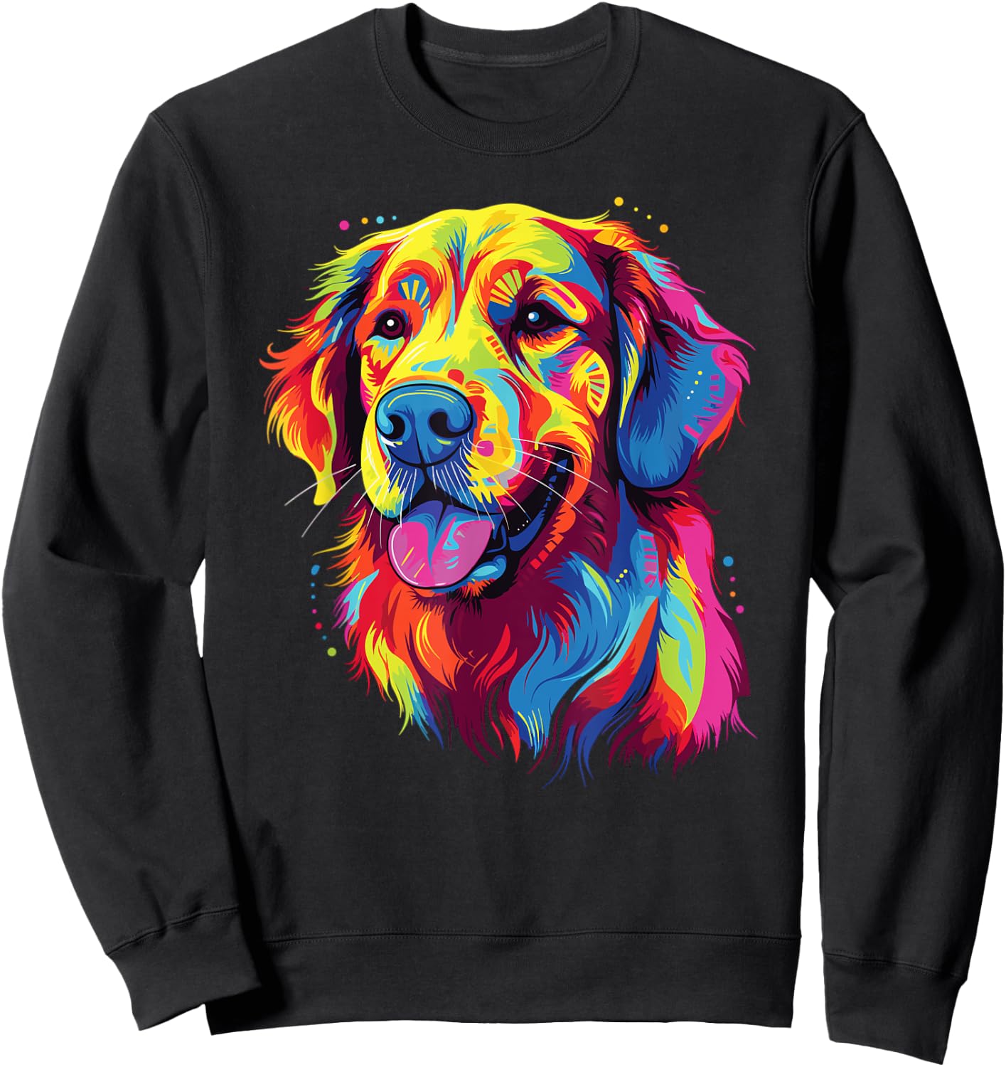 Watercolor Colorful Golden Retriever Dog Sweatshirt - Sweatshirt | Black