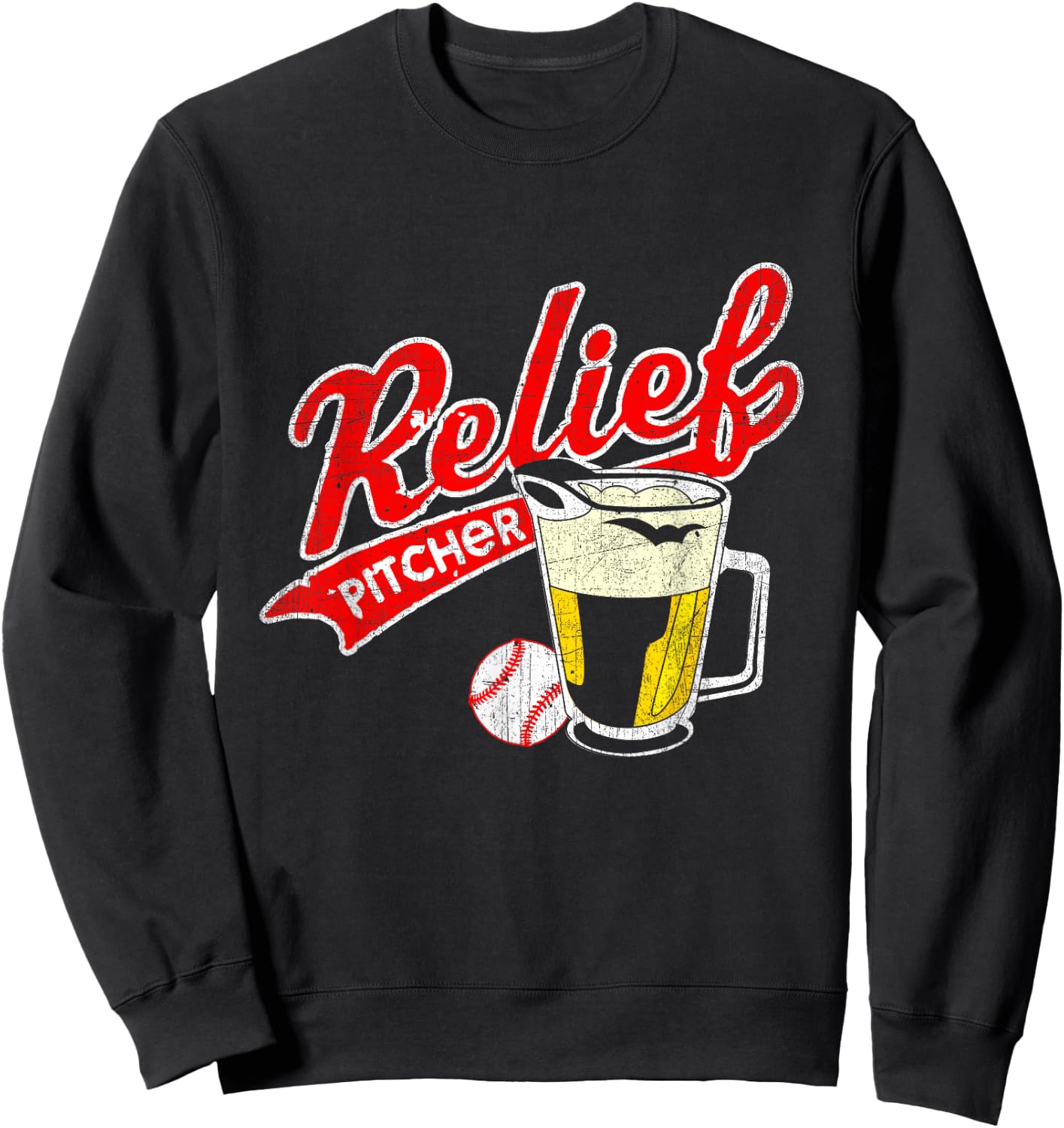 Relief Pitcher Beer and Baseball - Funny Player Sweatshirt - Sweatshirt | Black