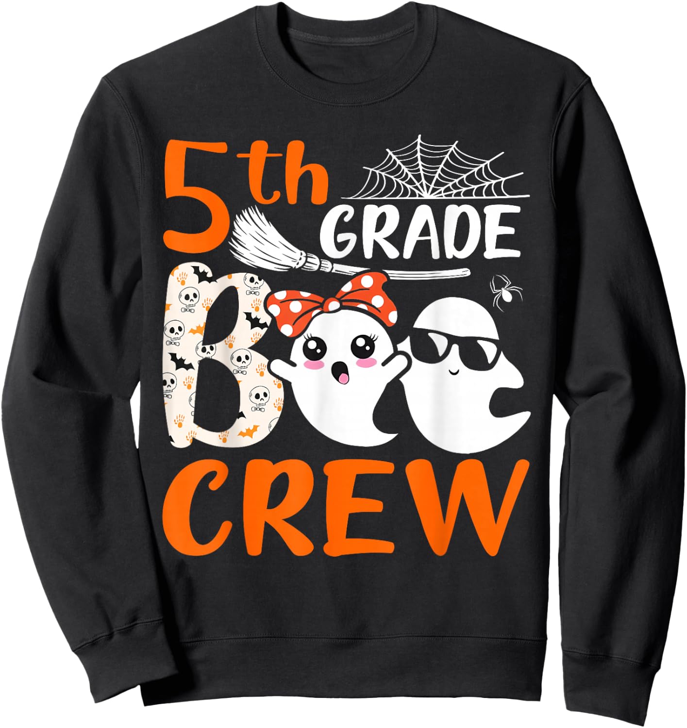 5th Grade Boo Crew Teachers Students Ghost Halloween Sweatshirt - Sweatshirt | Black