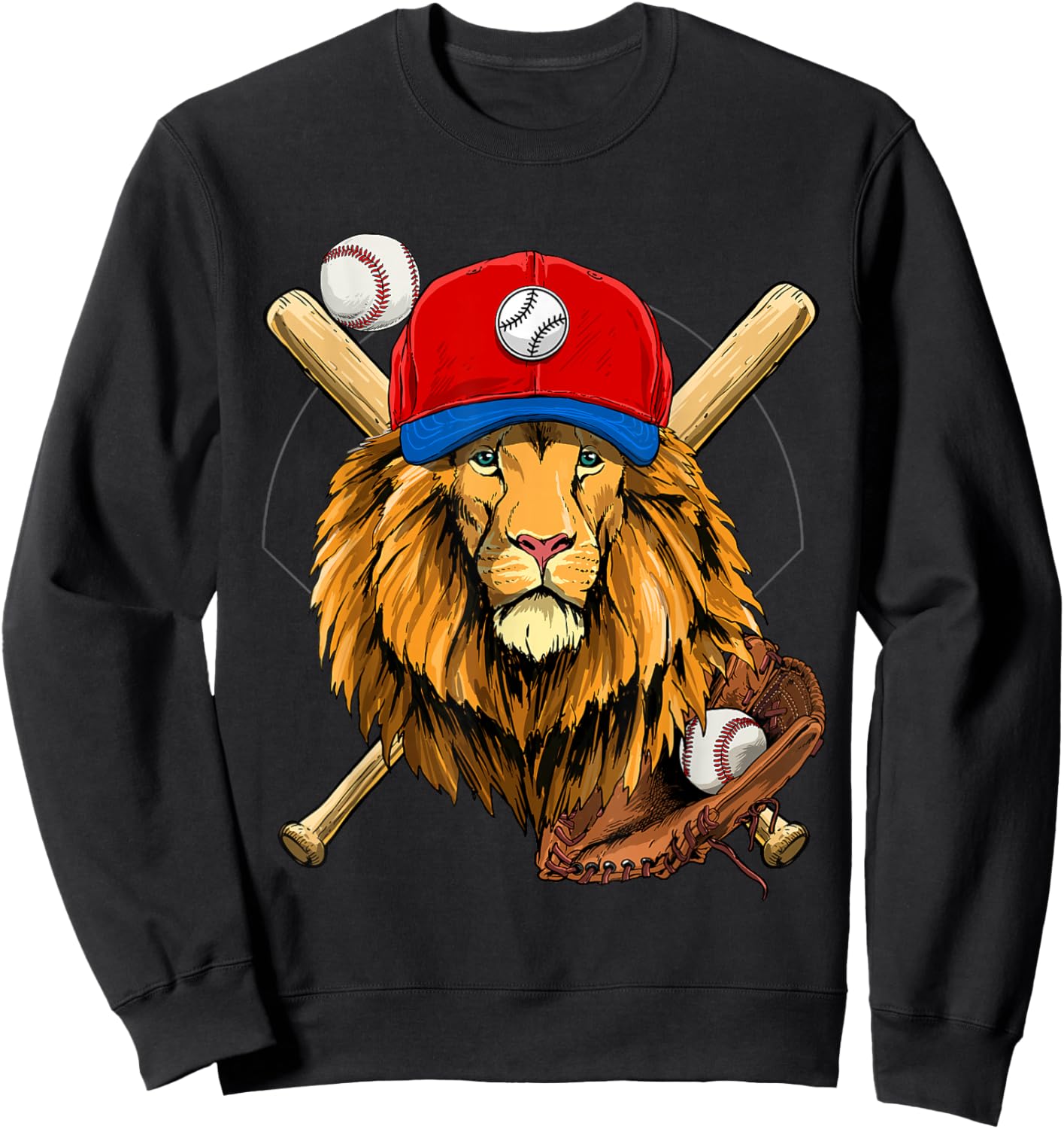 Lion Baseball Lion Lovers Baseball Player Sweatshirt - Sweatshirt | Black