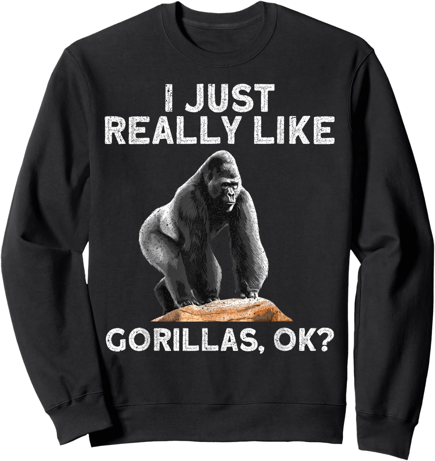 Funny Gorilla Art Women Kids Primate Gorilla Lover Sweatshirt - Sweatshirt | Black