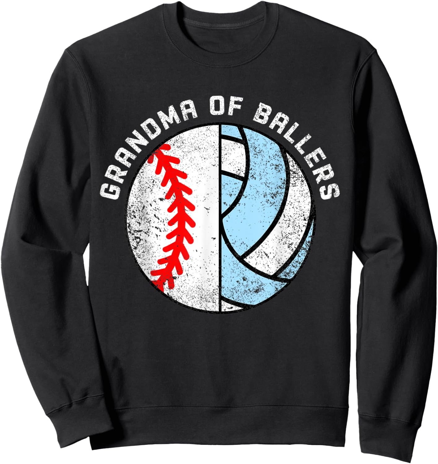 Grandma Of Ballers Funny Baseball Volleyball Grandma Sweatshirt - Sweatshirt | Black