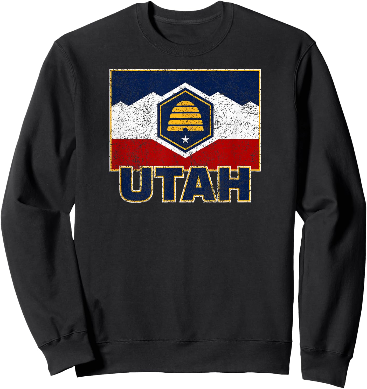 Distressed New Utah Flag Sweatshirt - Sweatshirt | Black