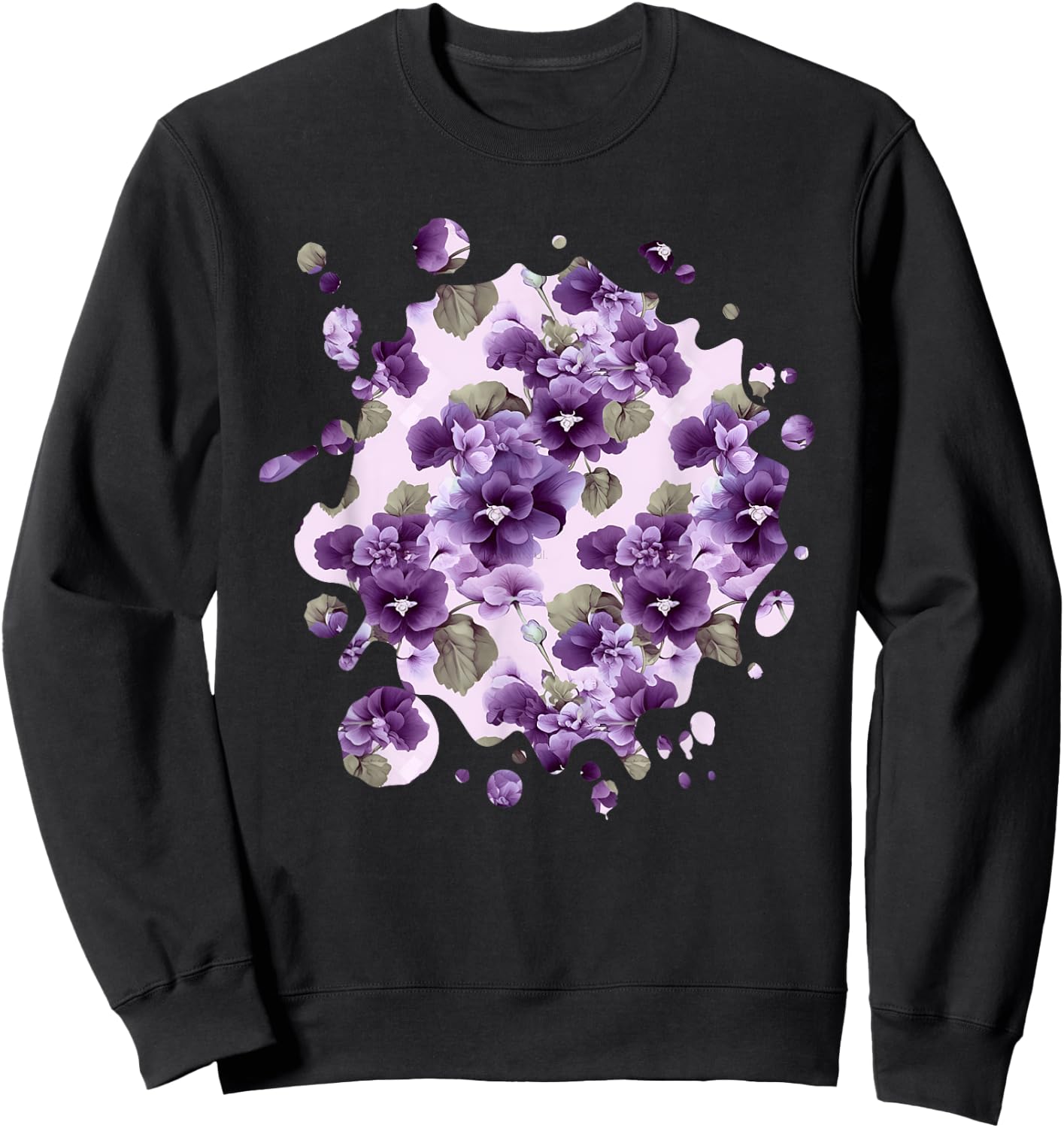 Cute African Violet Inspired Flower Plant Lover Gardener Sweatshirt - Sweatshirt | Black