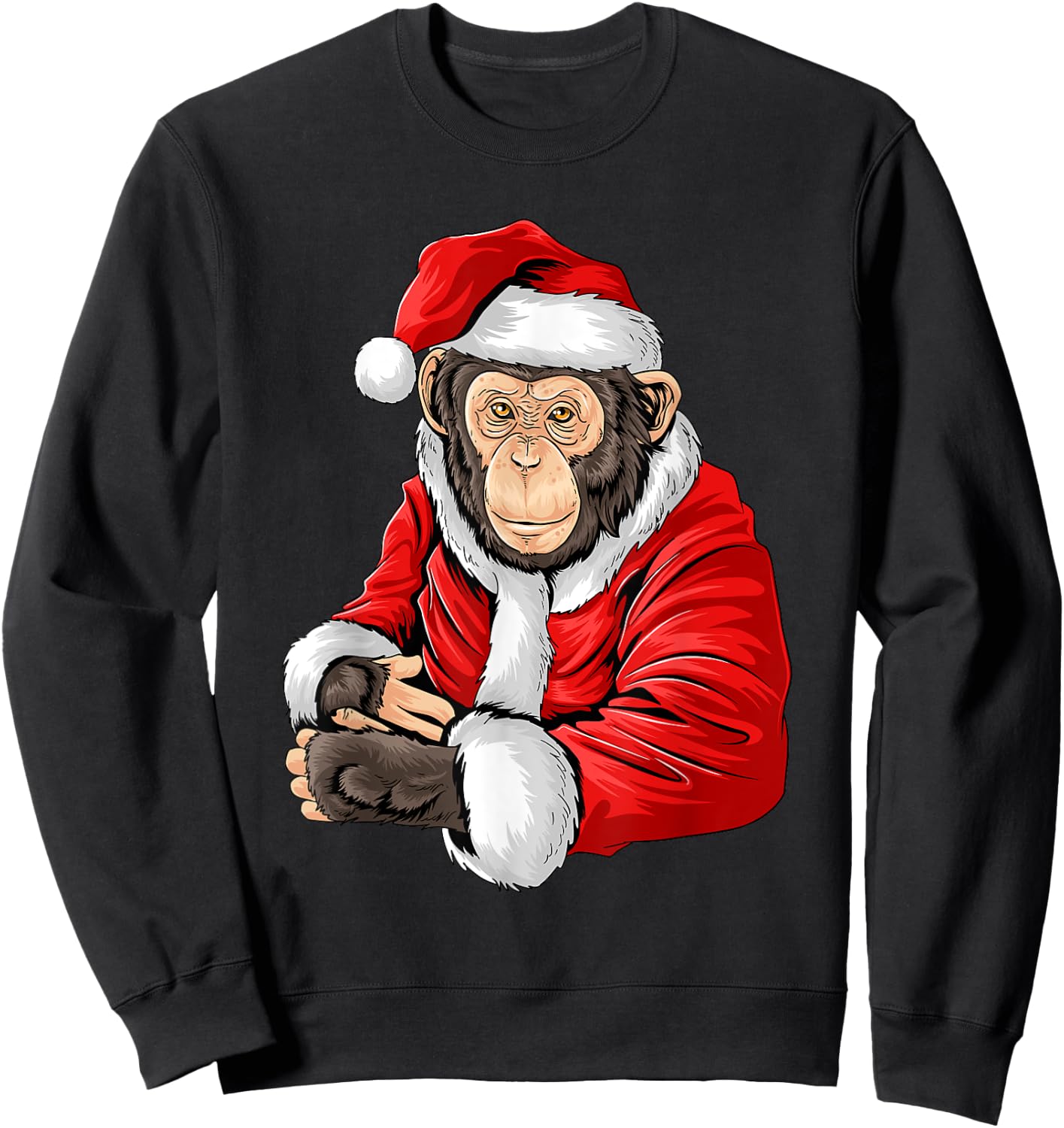 Monkey Santa Costume Christmas Pajama Cool Zoo Animal X-Mas Sweatshirt - Sweatshirt | Black