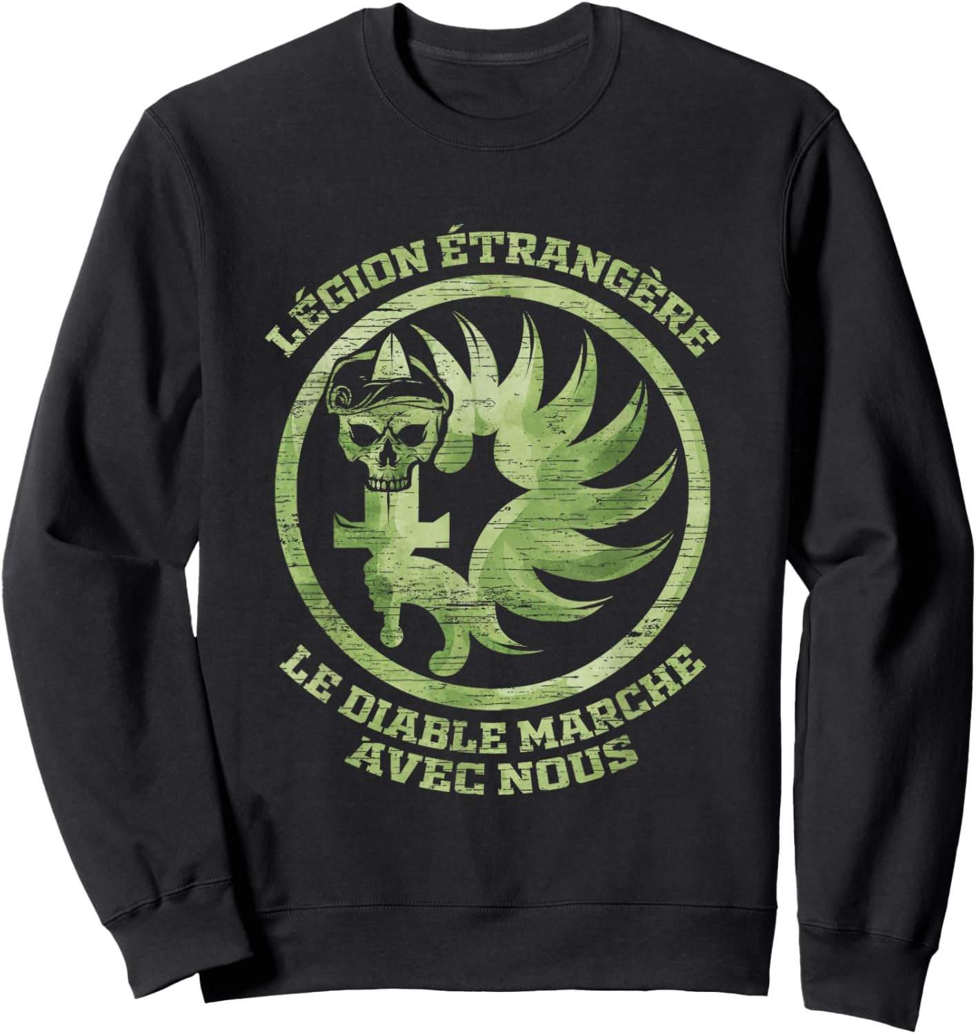 Le Diable Marche Avec Nous Legion Etrangere Sweatshirt - Sweatshirt | Black