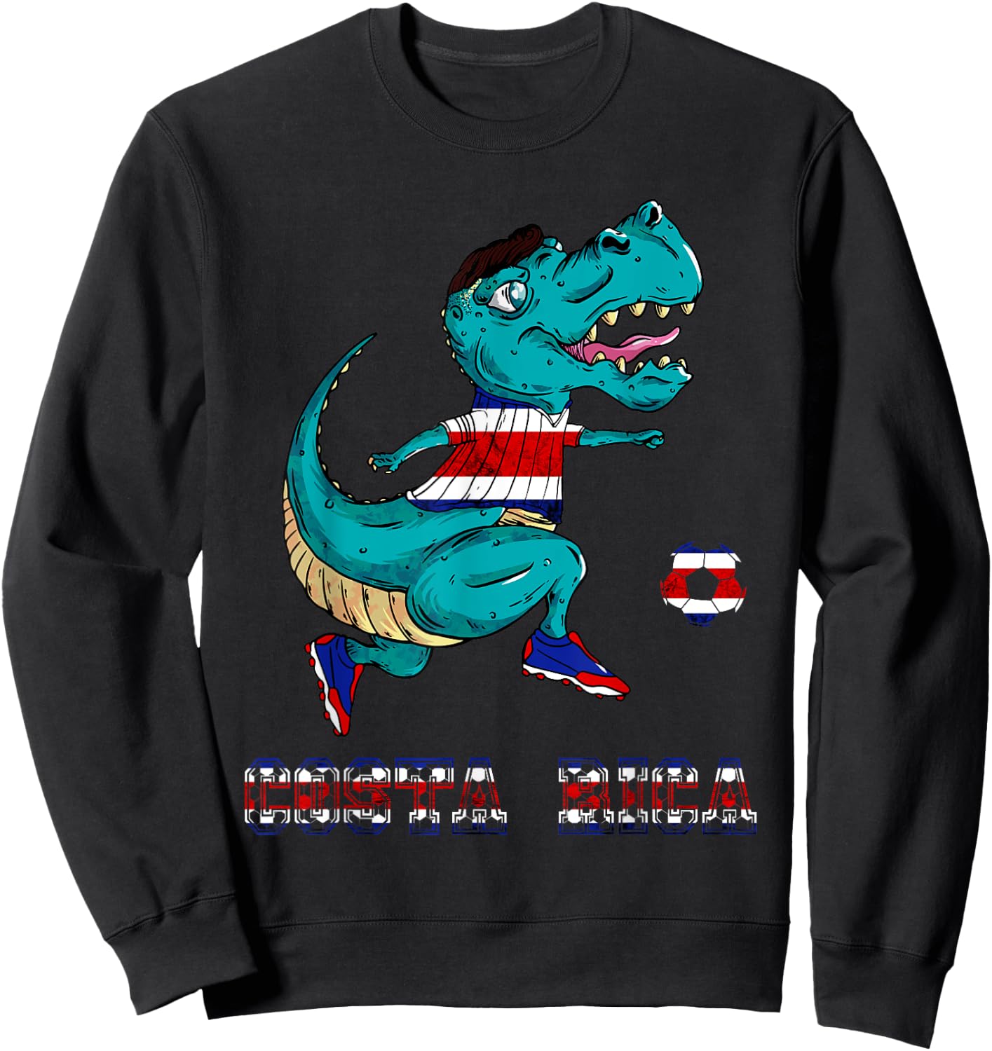 Costa Rica Costa Rican Soccer Team T-Rex Costa Rica Flag Sweatshirt - Sweatshirt | Black