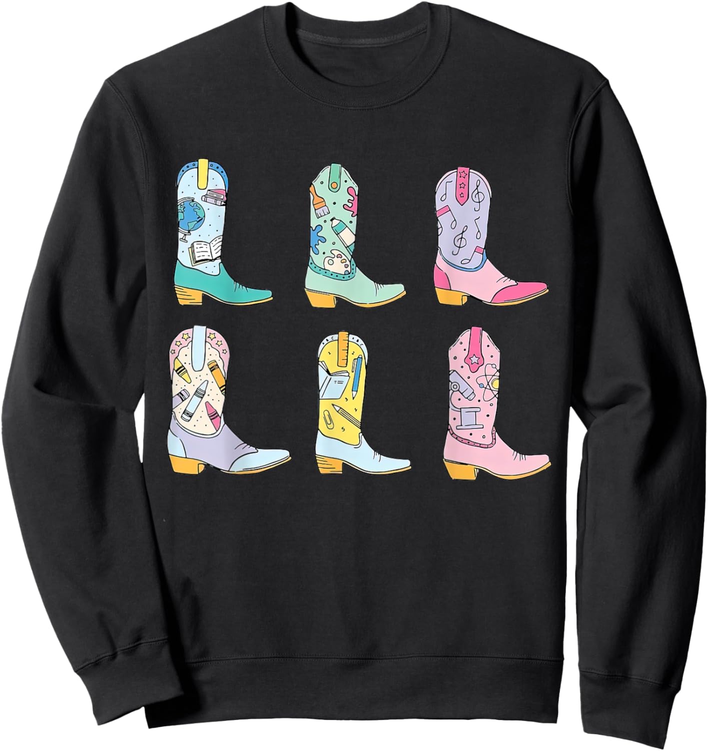 Teacher Life Howdy Teacher, Cowboy Boots Sweatshirt - Sweatshirt | Black