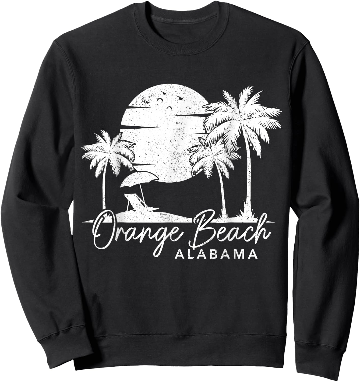 Orange Beach Alabama AL Vintage Sunset Surfer Retro Sweatshirt - Sweatshirt | Black