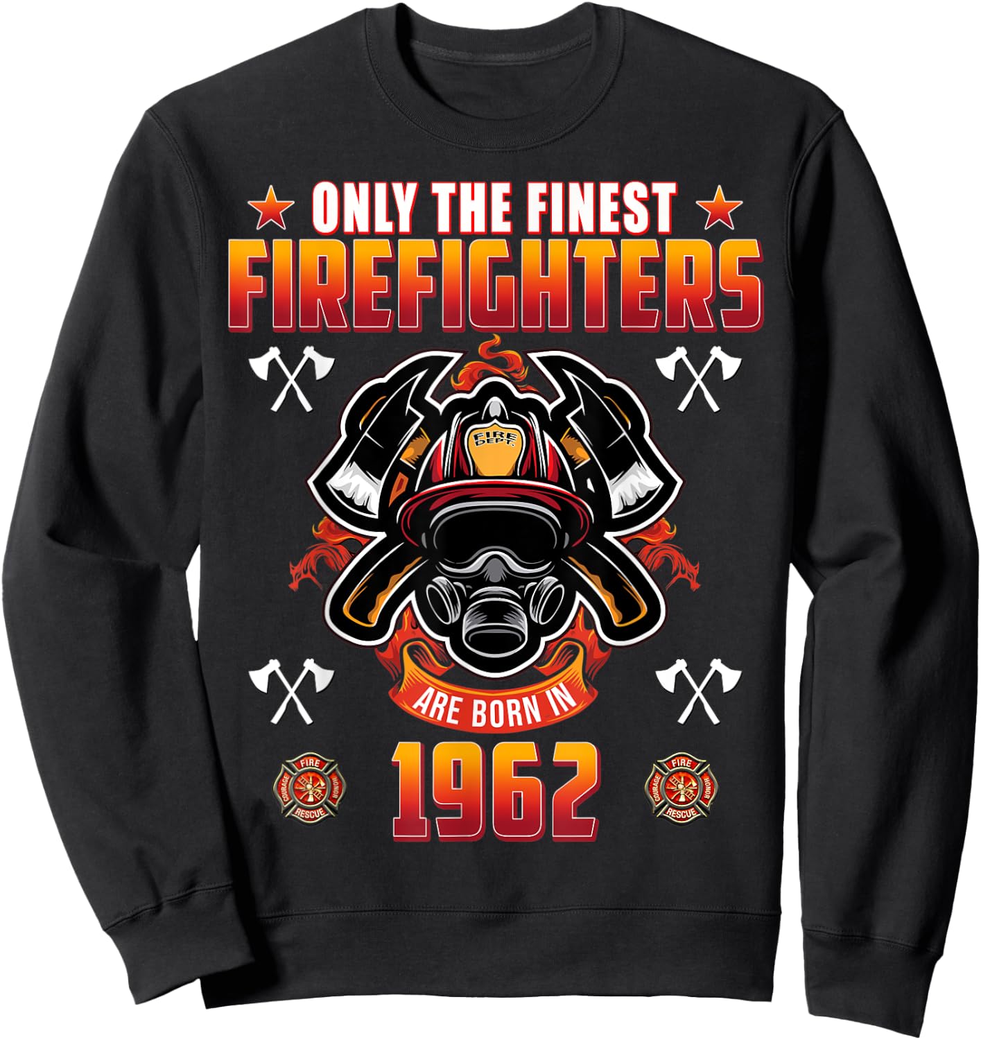 59 Year Old Firefighter Born in 1962 Vintage 59th Birthday Sweatshirt - Sweatshirt | Black