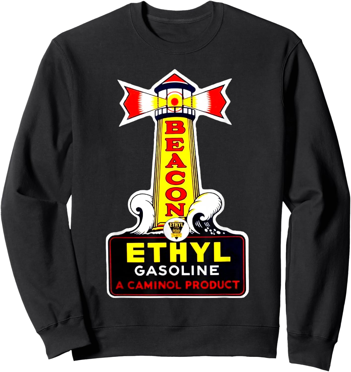 Retro Vintage Gas Station Beacon Motor Oil Car Bikes Garage Sweatshirt - Sweatshirt | Black