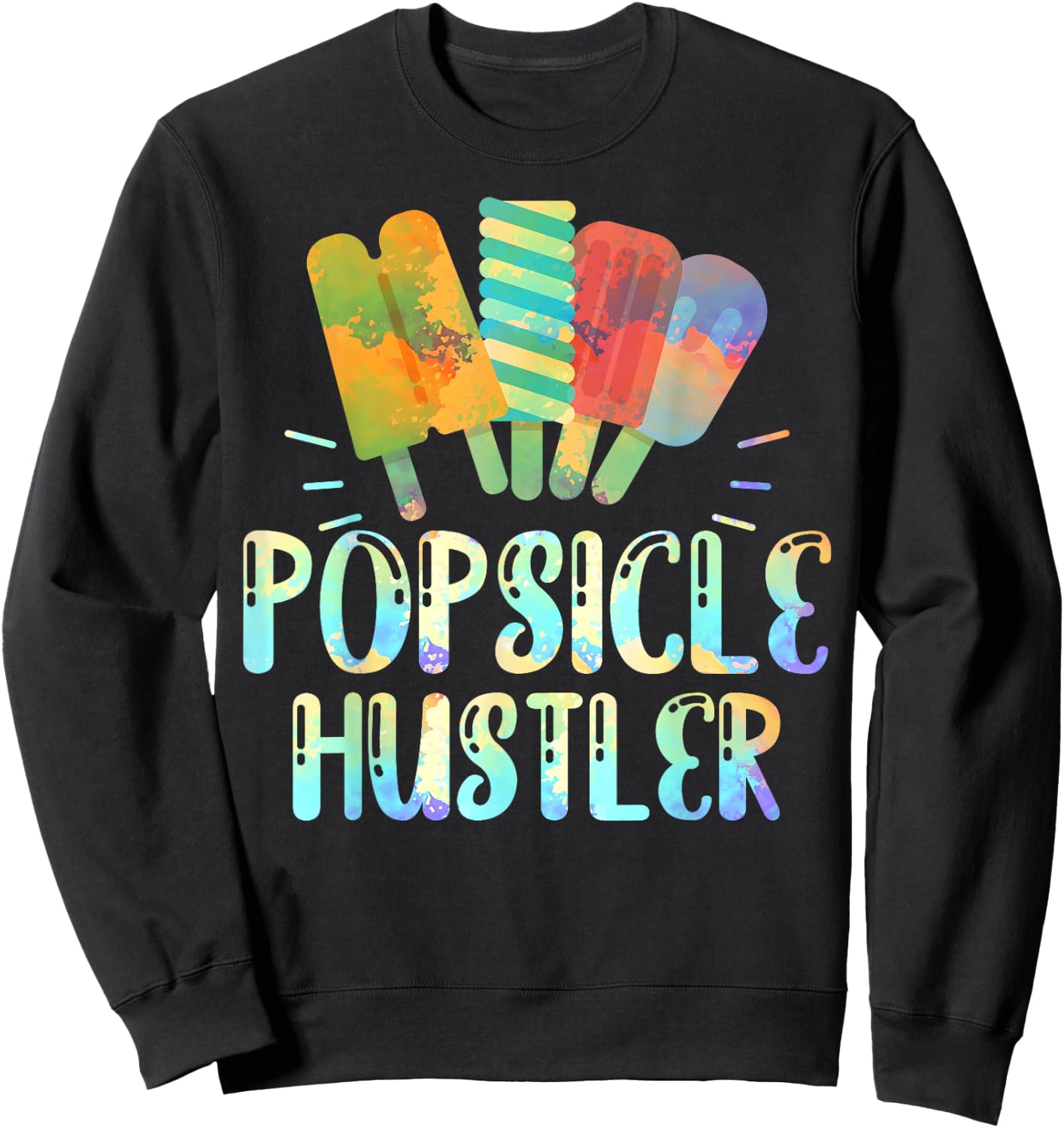 Funny Ice Cream Retro 80s Summer Popsicle Hustler Girls Kids Sweatshirt - Sweatshirt | Black